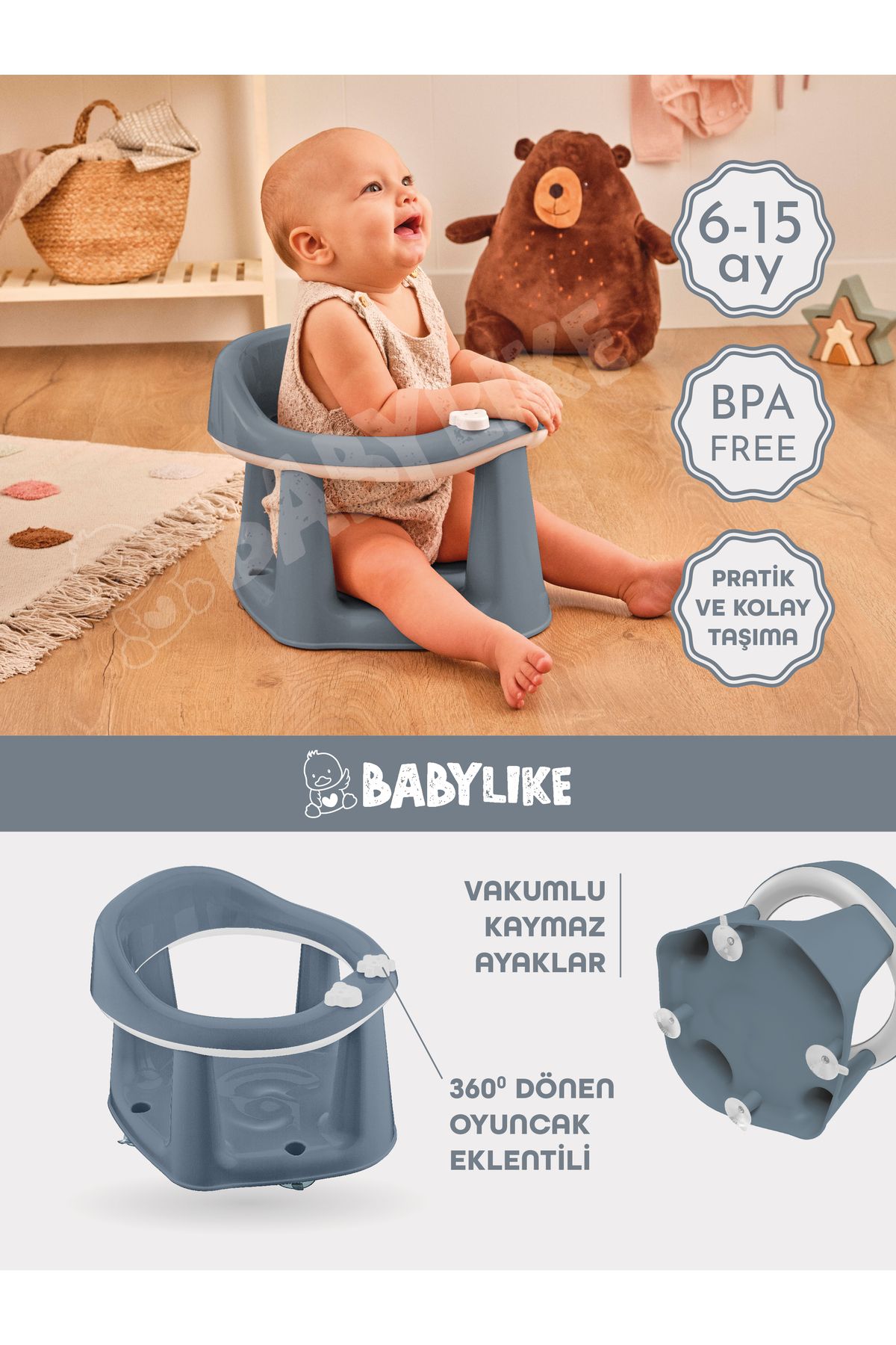 Babylike Vakumlu Bebek Banyo&mama Oturağı