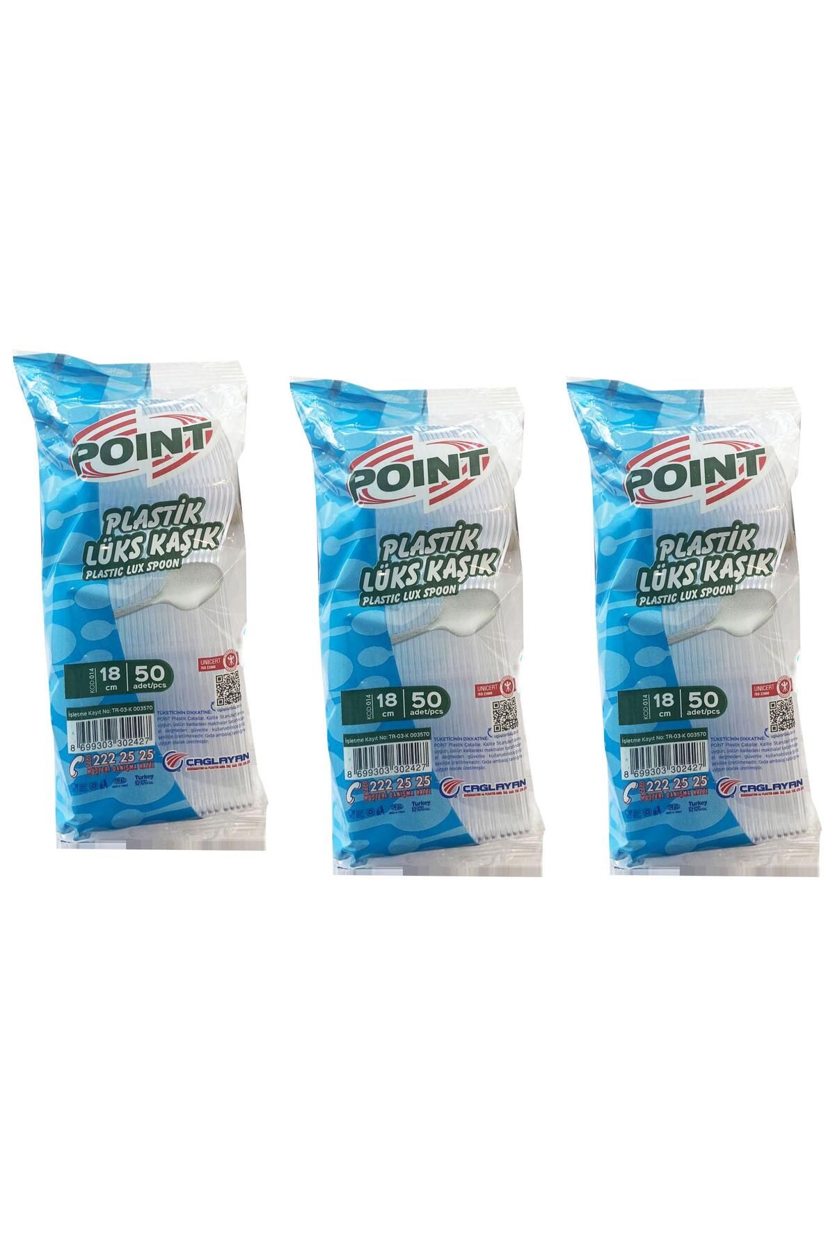 Poppy Point Plastik Lüx Şeffaf Kaşık - 18 Cm. - 3.2 Gr. - 50 Adetlik 3 Paket