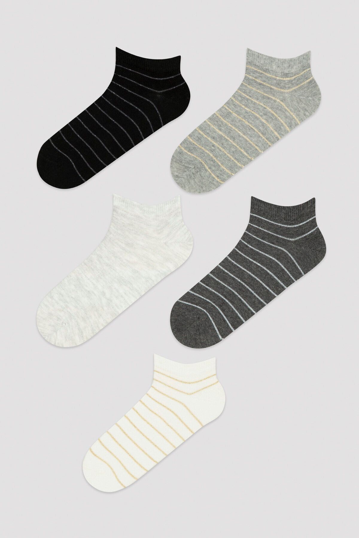 Penti Çok Renkli Simli Çizgili 5'li Soket Çorap