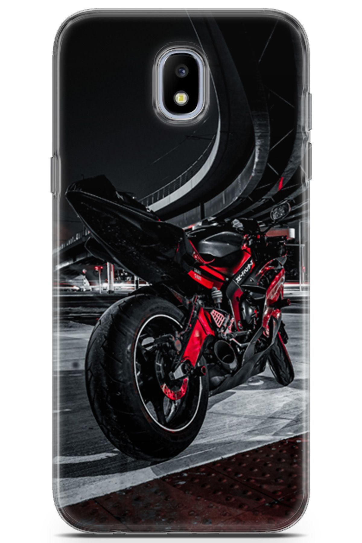Lopard Samsung Galaxy J7 Pro Enjoy Parlak Kılıf Milano 18 Kırmızı Motosiklet