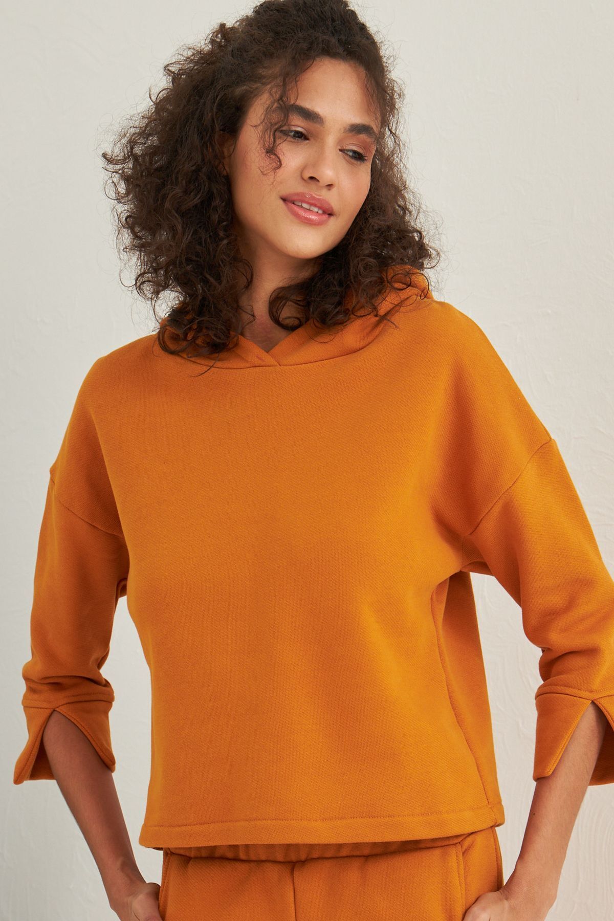 LILIAN Orange Kapşonlu Sweatshirt
