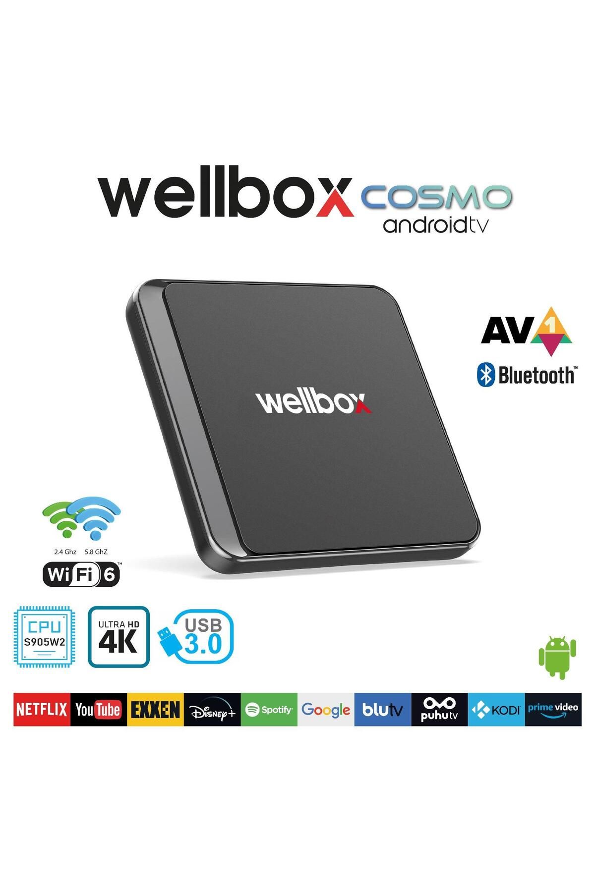wellbox Cosmo 4K Wi-Fi 6 Usb 3.0 - Bluetooth Android Tv Box 2gb Ram 16GB Hafıza