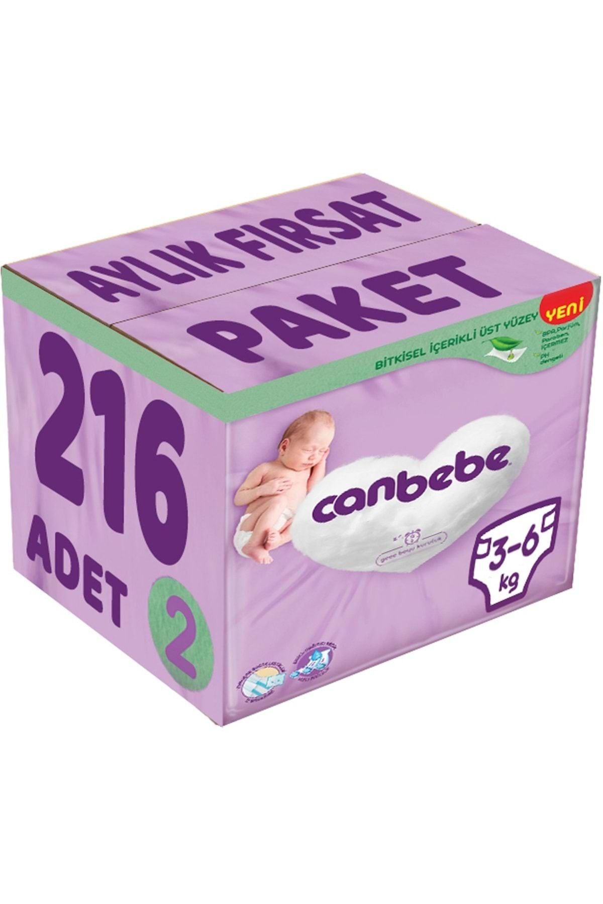 Canbebe Bebek Bezi Beden:2 (3-6KG) Mini 216 Adet Aylık Fırsat Paket
