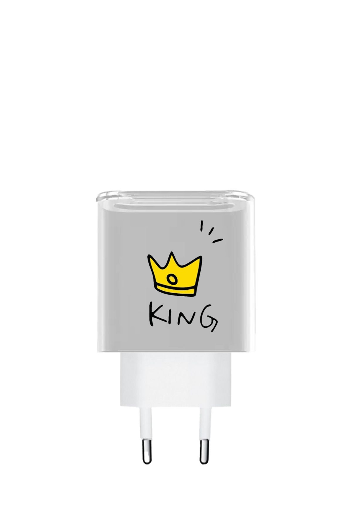 Dijimedia Apple Adaptör Uyumlu King Desenli Şeffaf Başlık Koruyucu