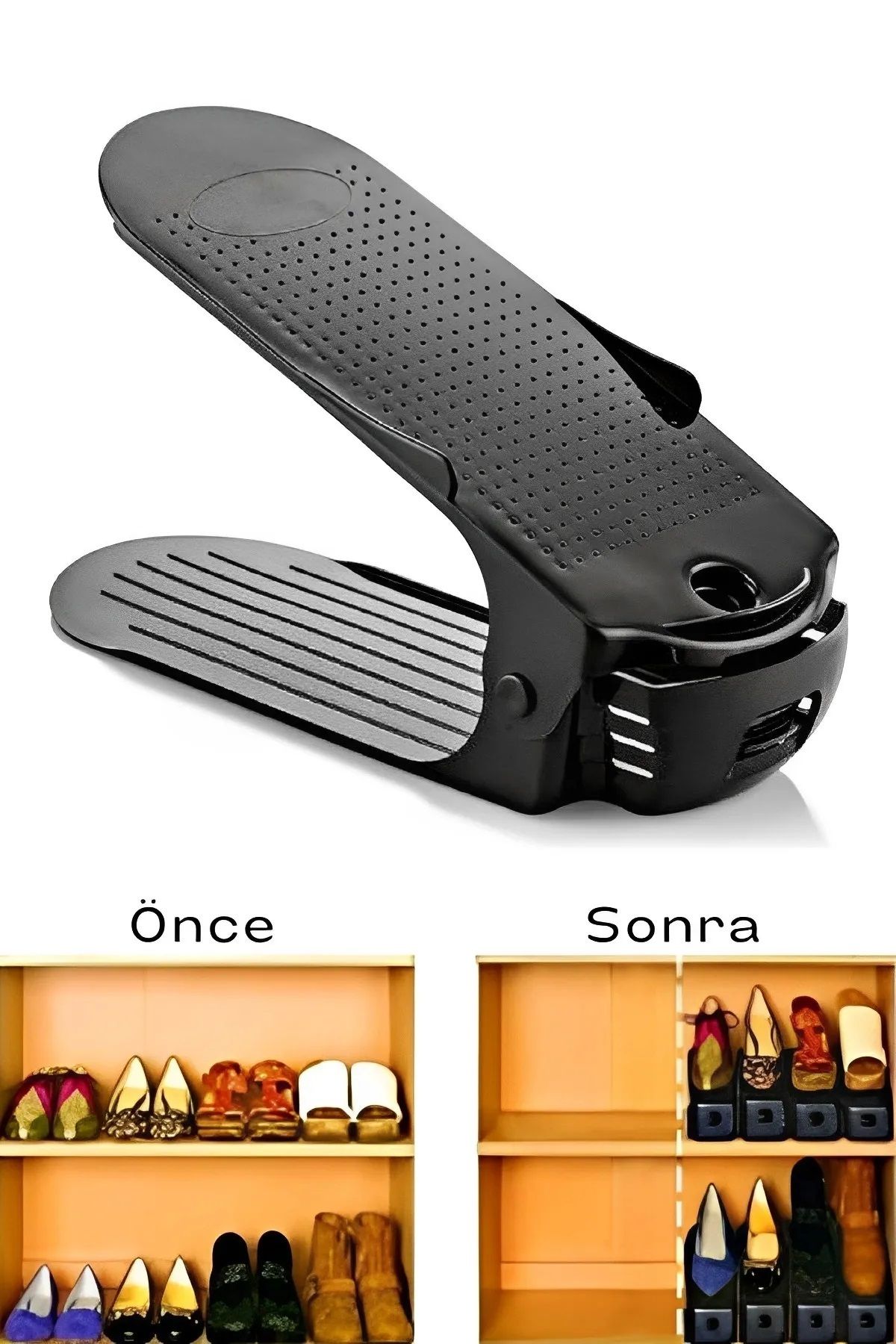 Open Home Concept Siyah Ayarlanabilir 4 Kademeli Ayakkabı Rampası 1 Adet