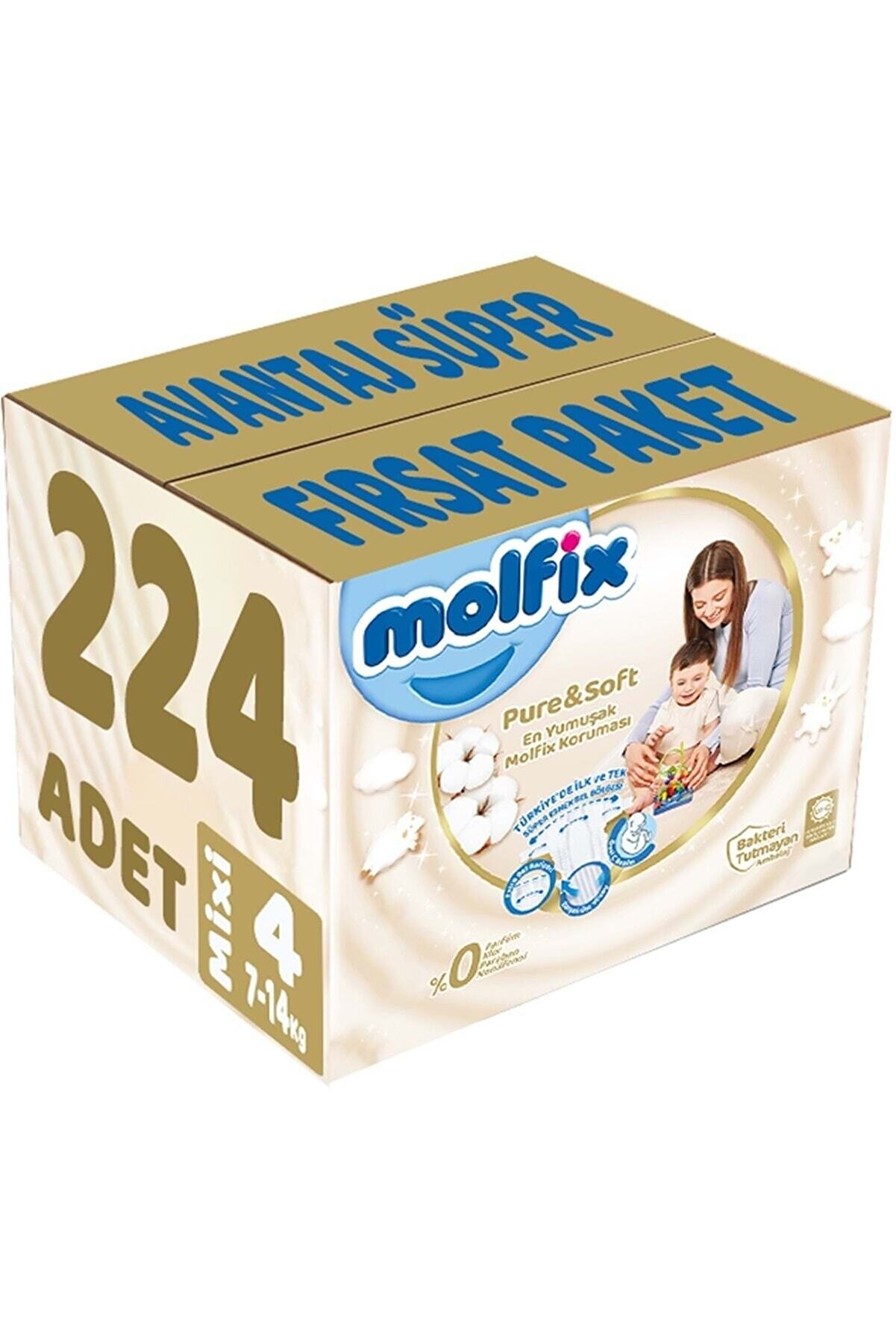 Molfix Pure&soft Bebek Bezi Beden:4 (7-14kg) Maxi 224 Adet Avantaj Süper Fırsat Pk
