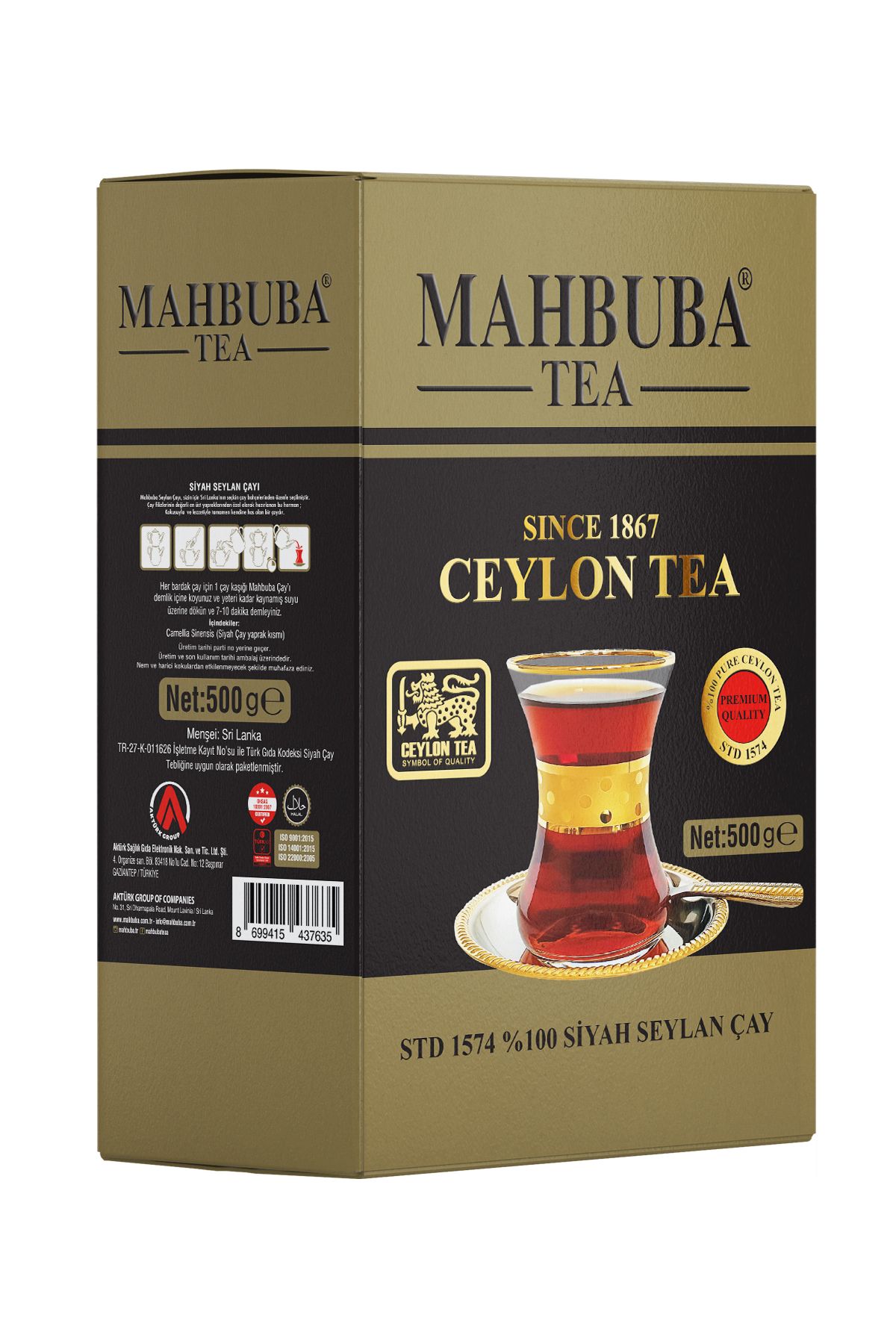 Mahbuba Tea Std 1574 Premium Ithal Seylan Sri Lanka Ceylon Kaçak Siyah Yaprak Çayı 500gr