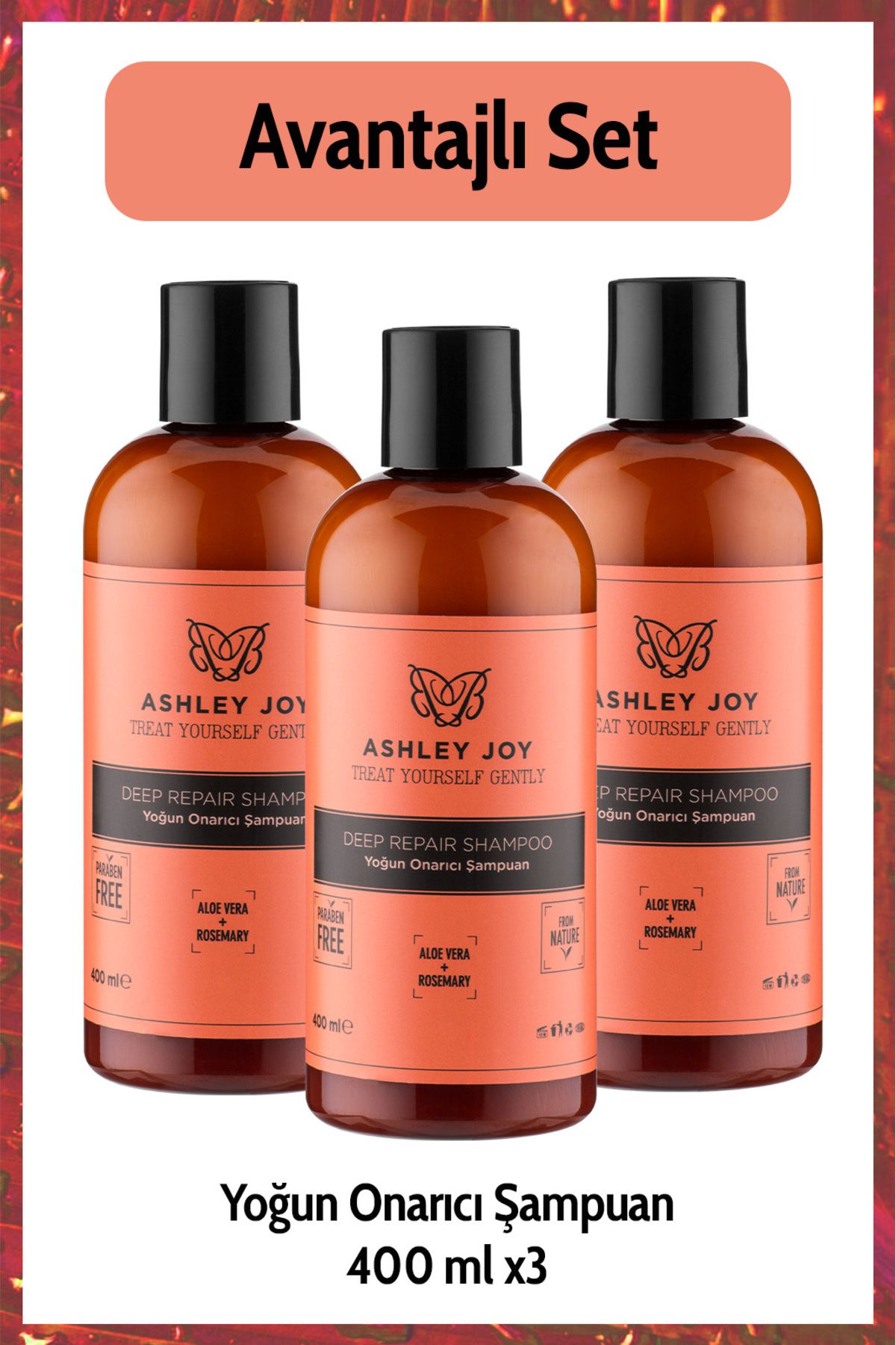 Ashley Joy Işlem Görmüş Yıpranmış Saçlara Özel Keratin Içeren Yoğun Onarıcı Şampuan 400 ml X3