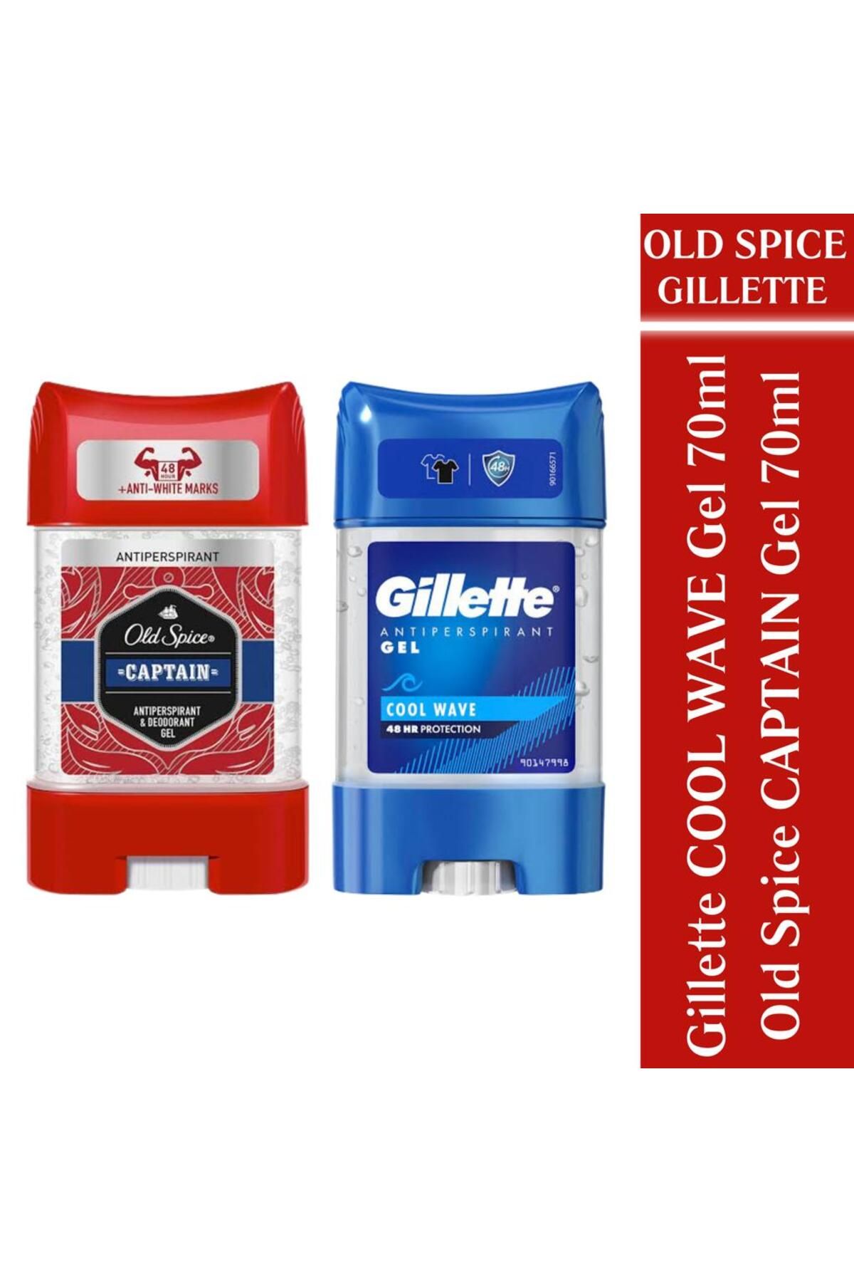 Gillette Antiperspirant Jel Cool Wave 70m + Old Spice Antiperspirant Jel Captain 70m