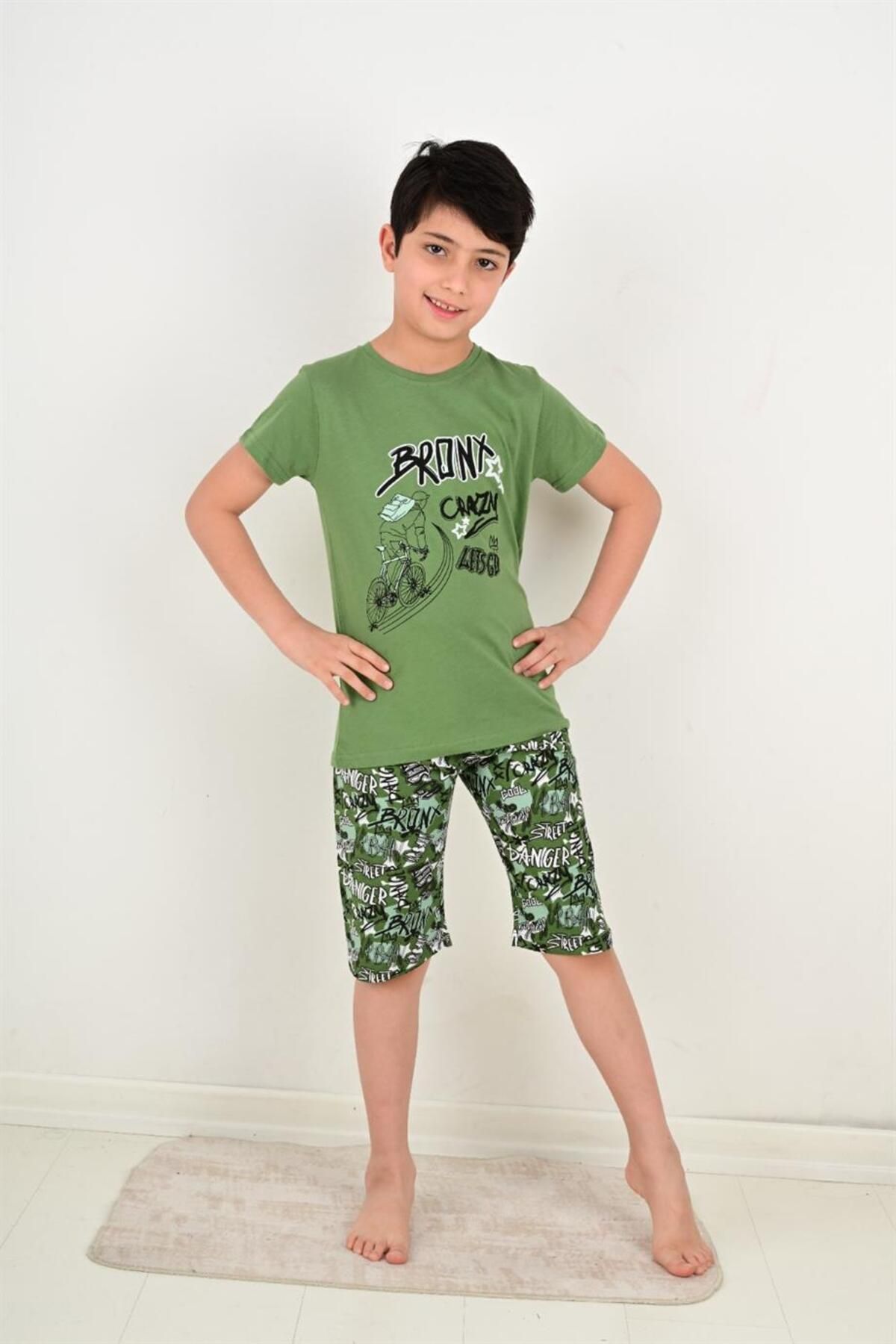 vitmo erkek çocuk kapri pijama takımı bronx crazy yeşil