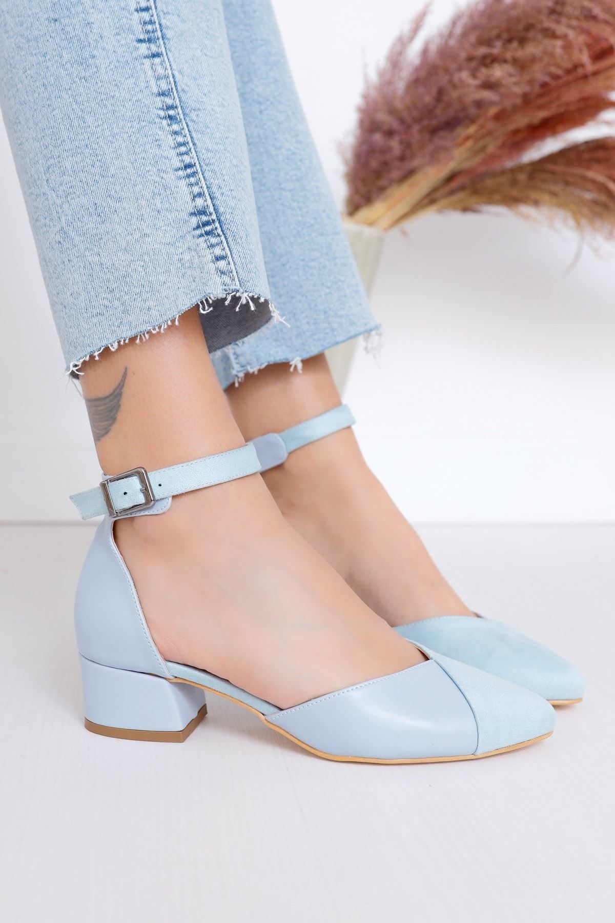 Hayalimdeki Ayakkabı Holly Topuklu Bebe Mavisi Cilt-süet Ayakkabı