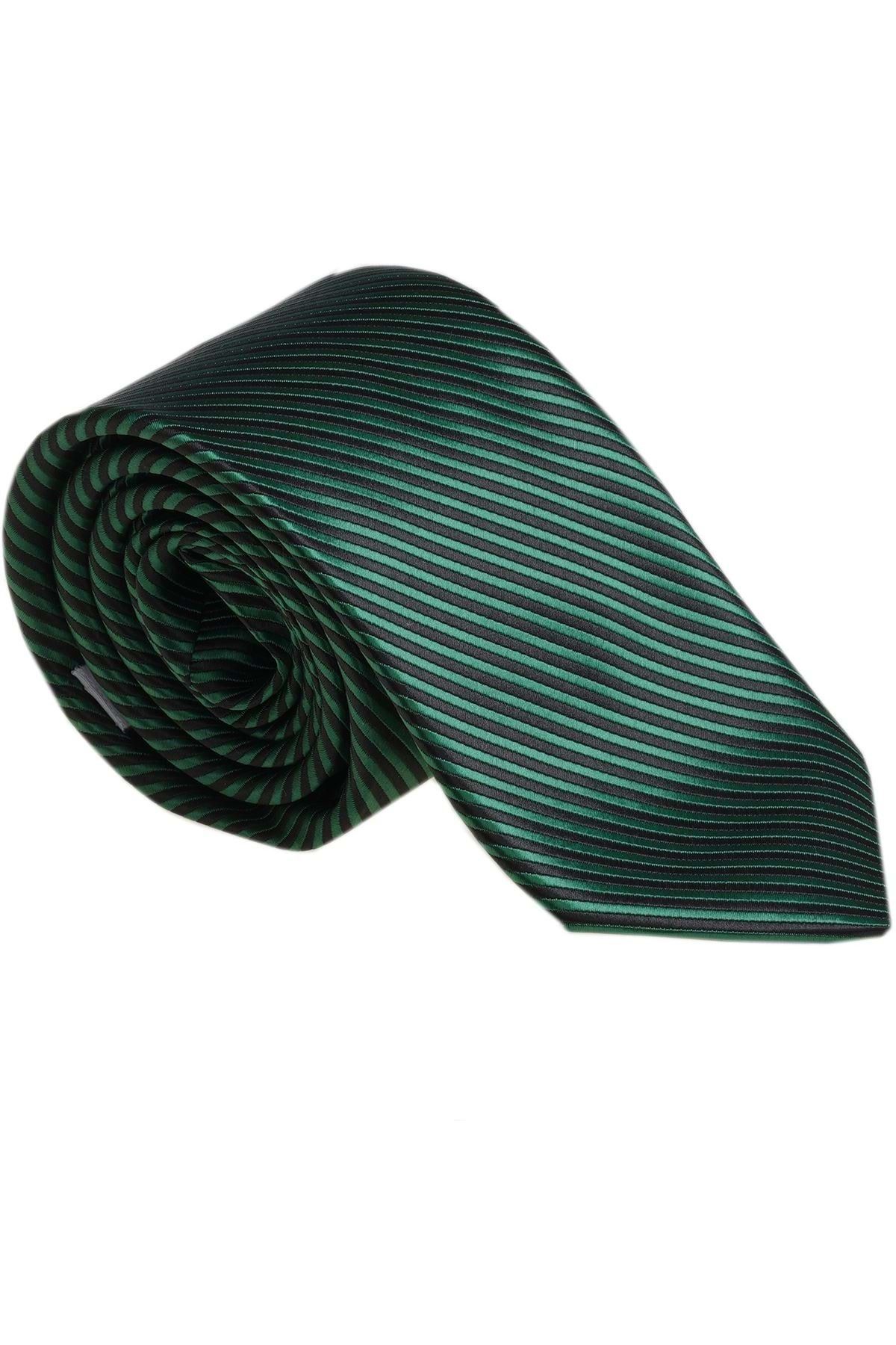 Exve Exclusive Yeşil Siyah Çizgili Kravat