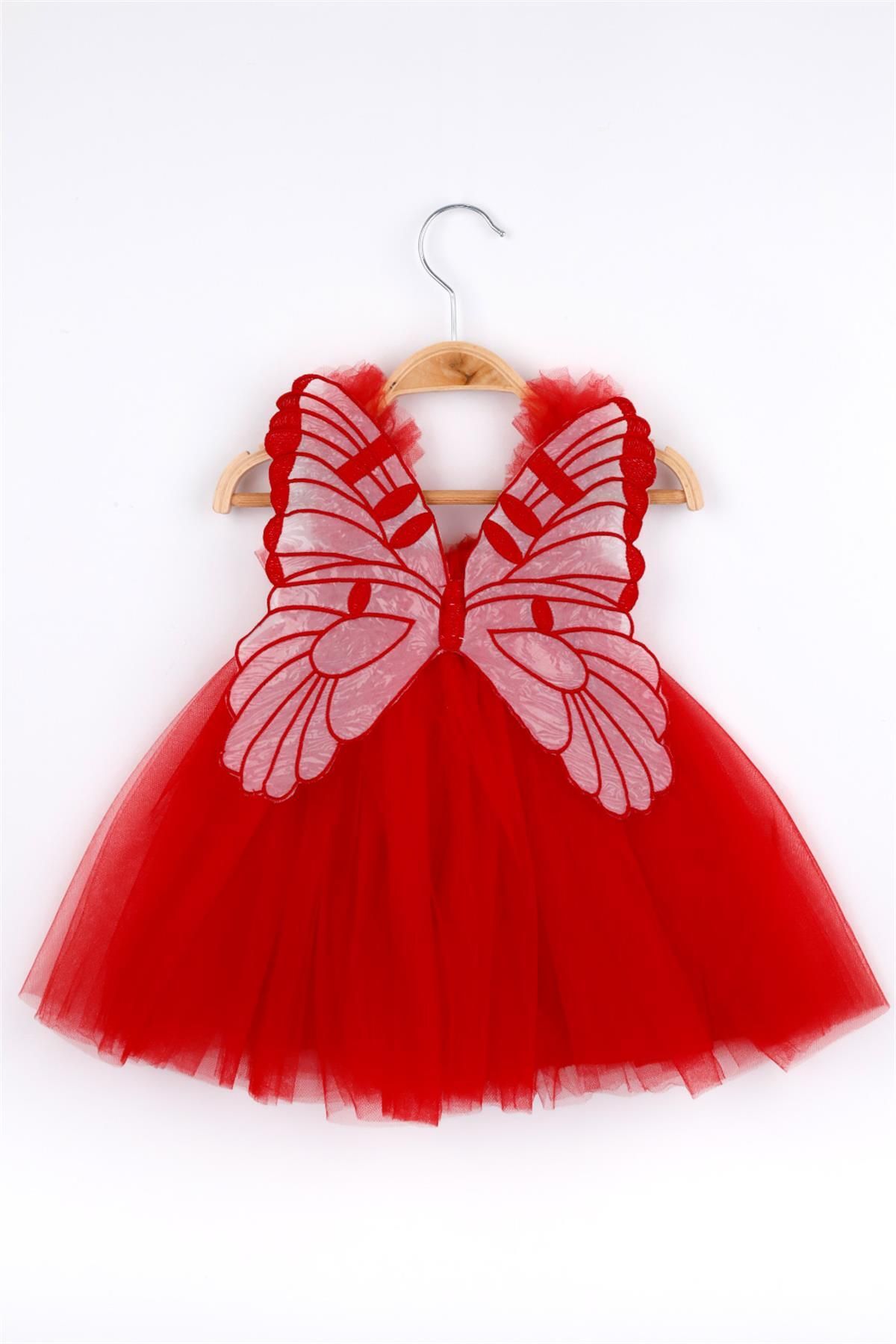 Le Mabelle Kırmızı Kelebek Kanat Detaylı Kız Bebek Elbise - Essie