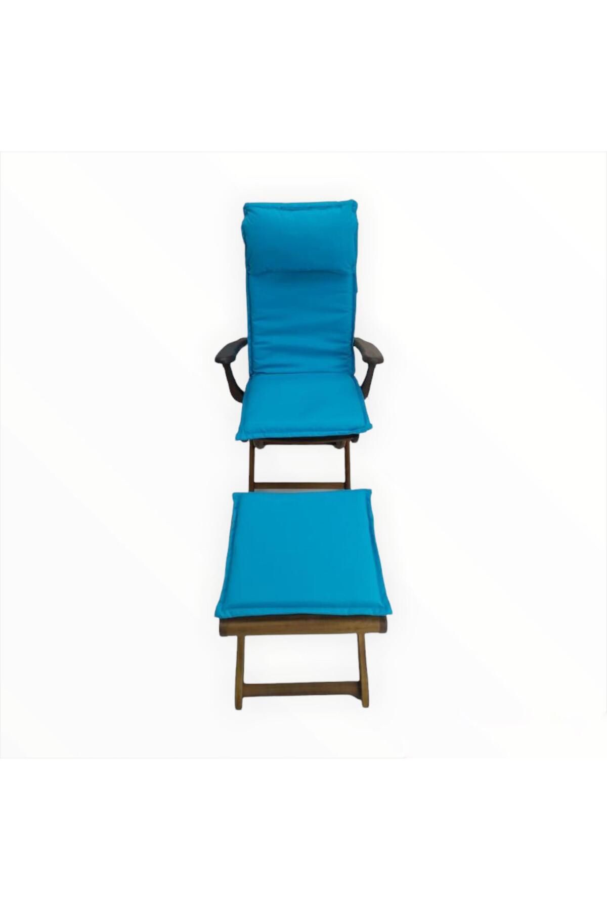 Intersystem Celine Mavi Three In One Kolçaklı Sandalye Ve Ayak Uzatma Takım, Koltuğu