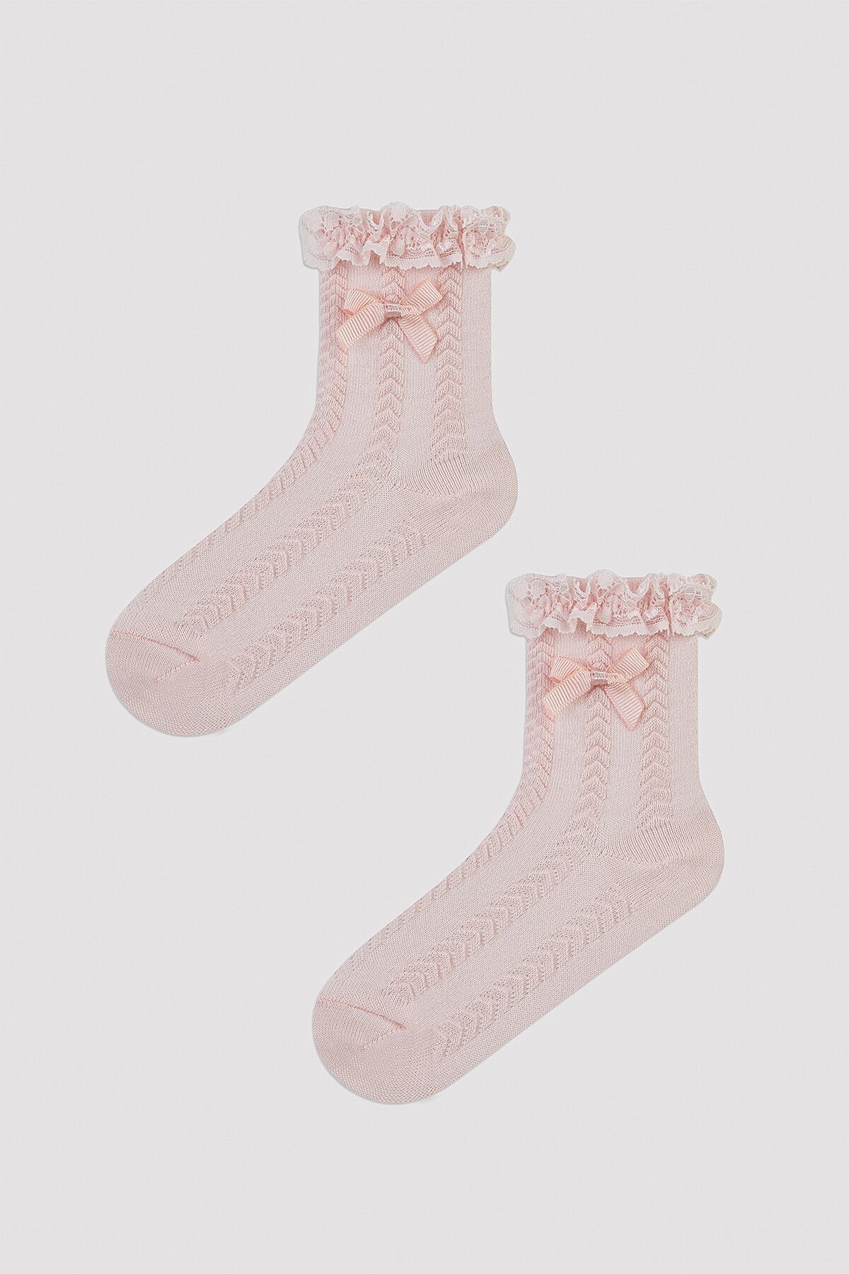 Penti Kız Çocuk Pembe Dantelli Soket Çorap