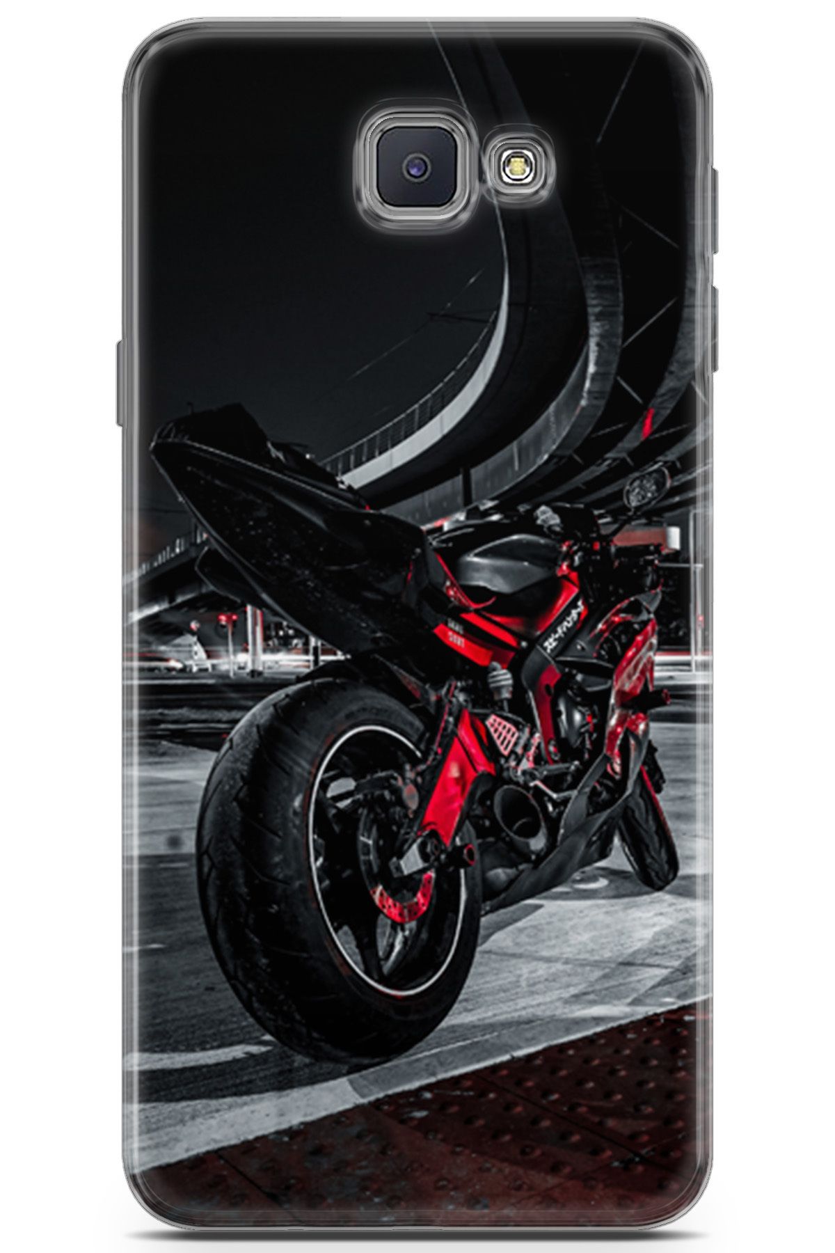 Lopard Samsung Galaxy J5 Prime Enjoy Parlak Kılıf Milano 18 Kırmızı Motosiklet