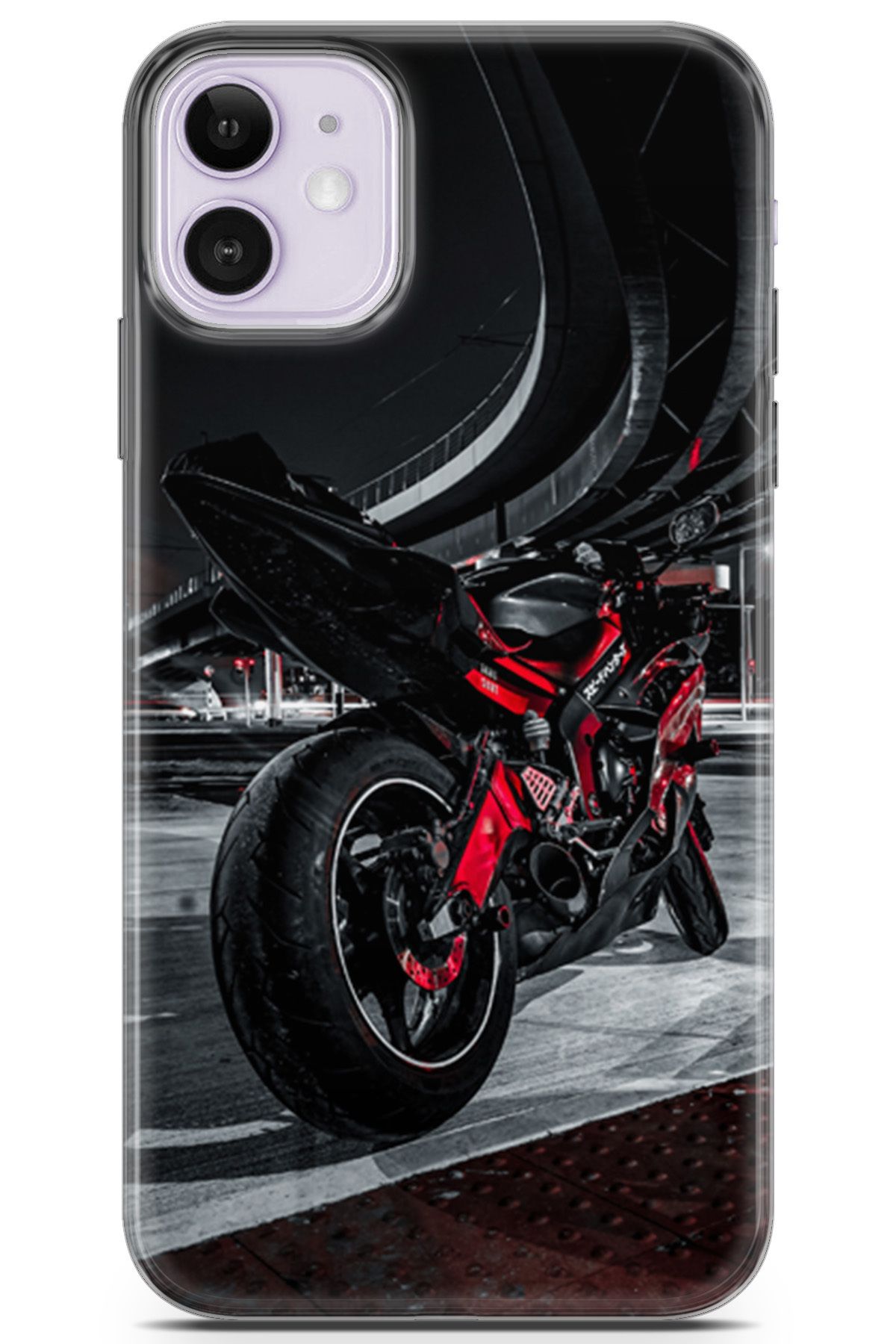 Lopard Apple iPhone 11 Enjoy Parlak Kılıf Milano 18 Kırmızı Motosiklet