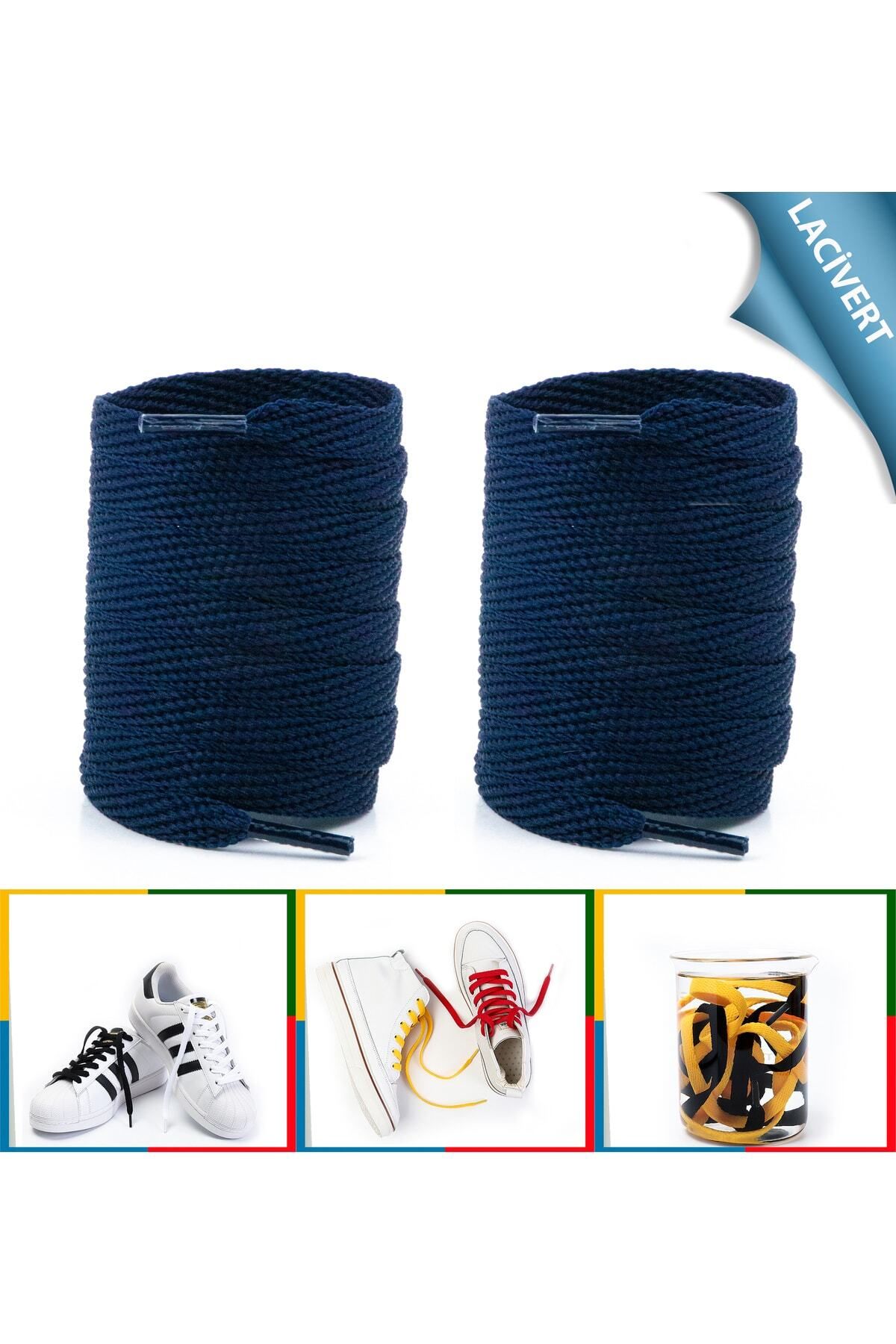 AiryFooT Spor Ayakkabı Bağcığı Uyumlu Nike, Adidas Skechers, Converse Ayakkabı Bağcık 120 Cm 1 Çift Lacivert