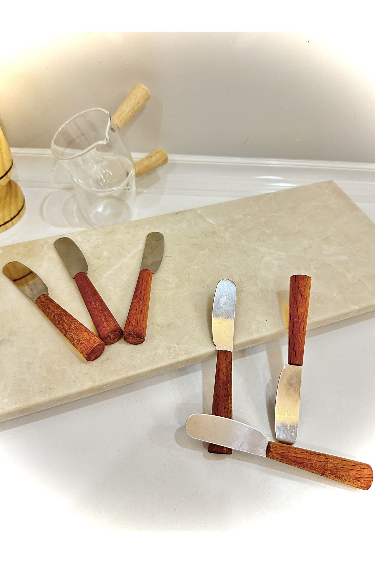 Woodeso Bambu Saplı Tereyağı, Reçel, Çikolata Bıçağı 6'lı Tereyağ Ve Peynir Bıçağı Reçel Bıçağı