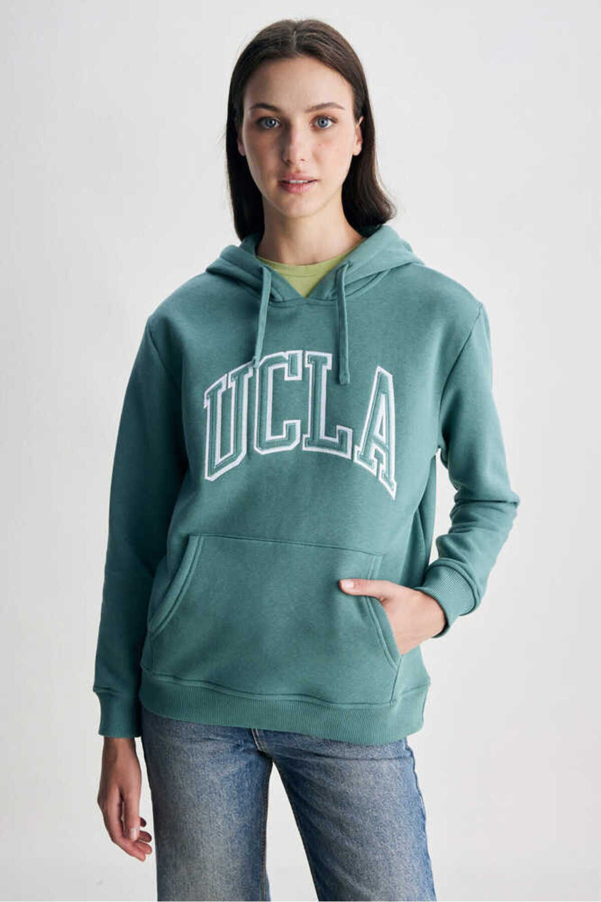 Ucla RILEY Yeşil Kapüşonlu Nakışlı Standard Fit Kadın Sweatshirt