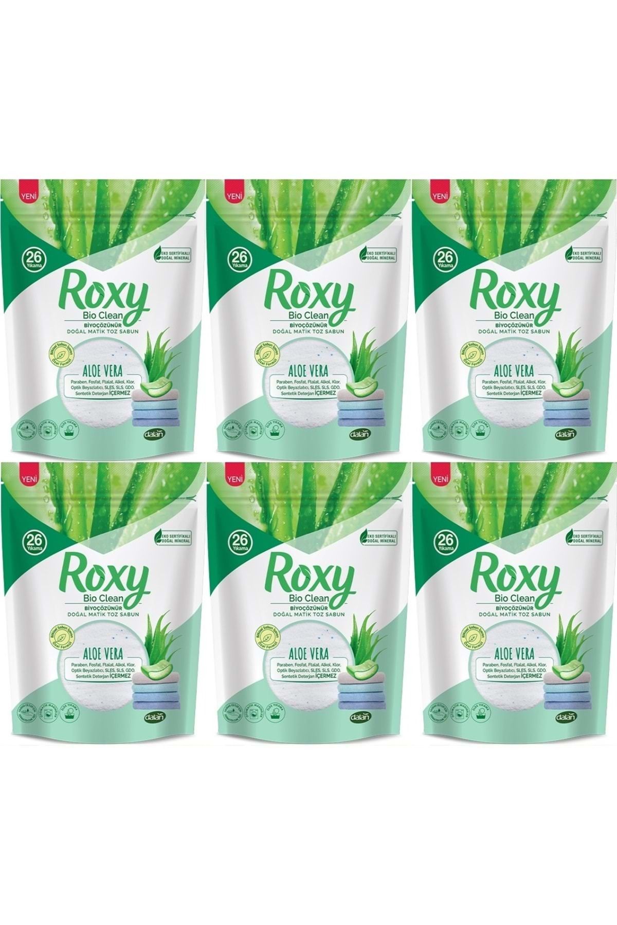 Dalan Roxy Bio Clean Matik Sabun Tozu 800gr Aloe Vera (6 Lı Set) (156 Yıkama)