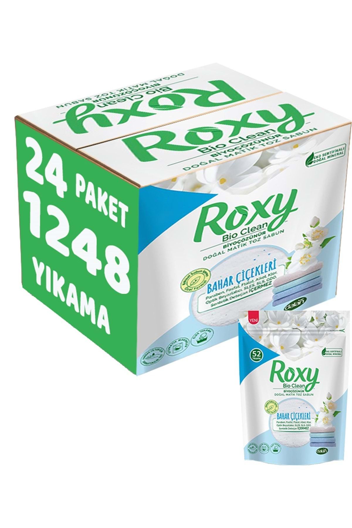 Dalan Roxy Bio Clean Matik Sabun Tozu 1.6kg Bahar Çiçekleri 24 Lü Set (1248 YIKAMA)