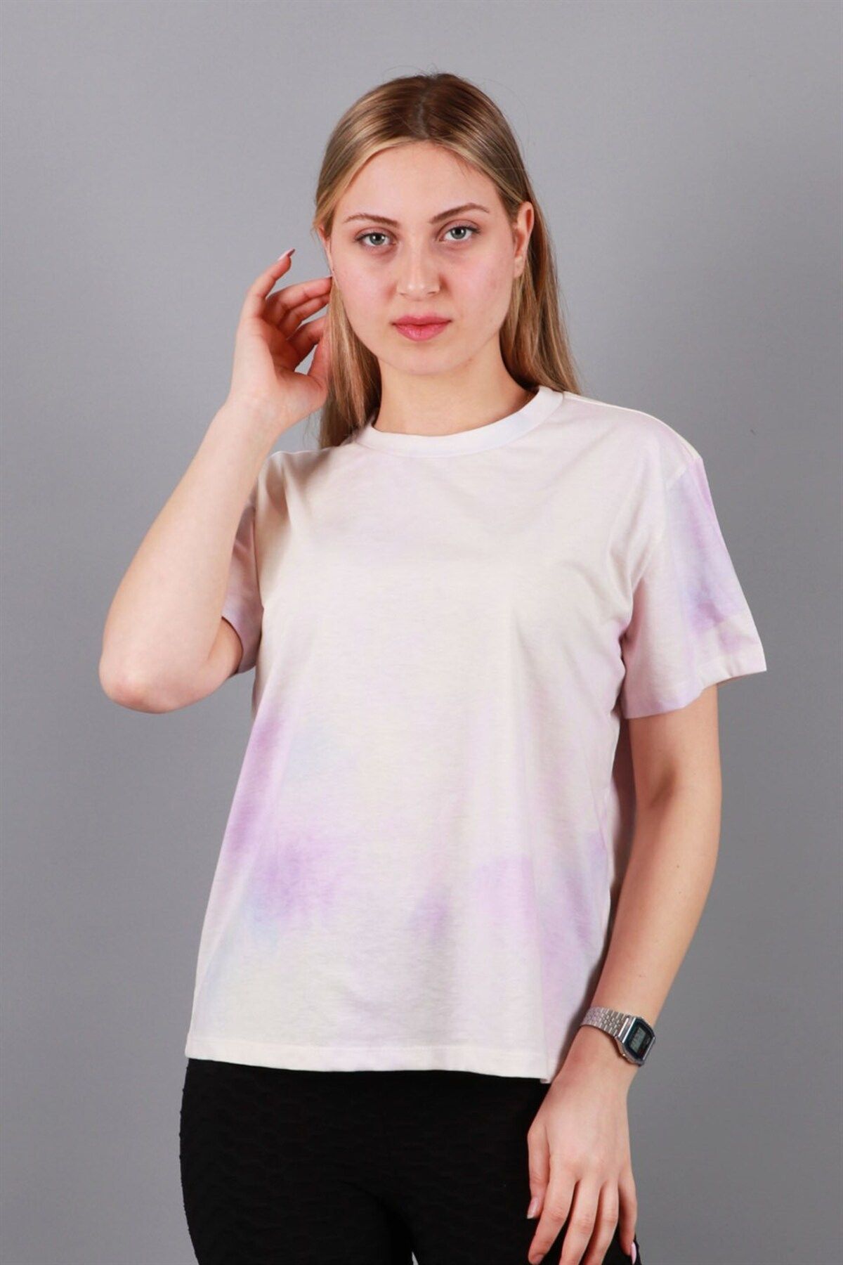 Rich Batik Oversize Pembe Kadın T-shirt Tişört