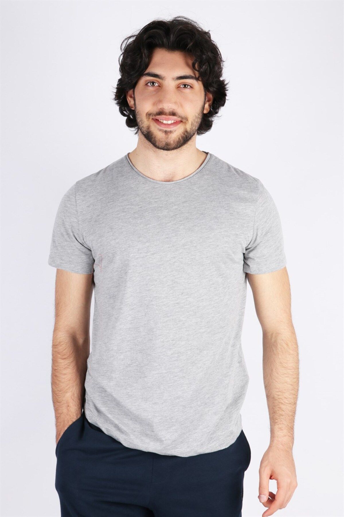 Rich Erkek Yıkamalı Basic T-shirt Tişört %100 Pamuk Tişört