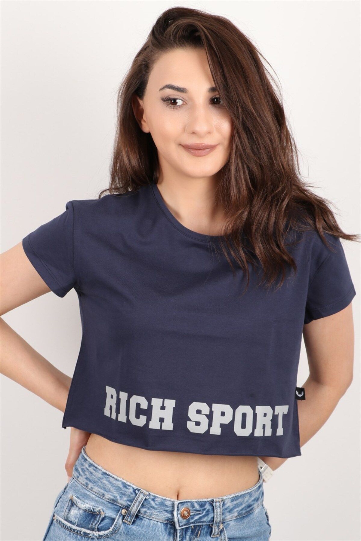 Rich Kadın Kısa Kollu Crop Bluz