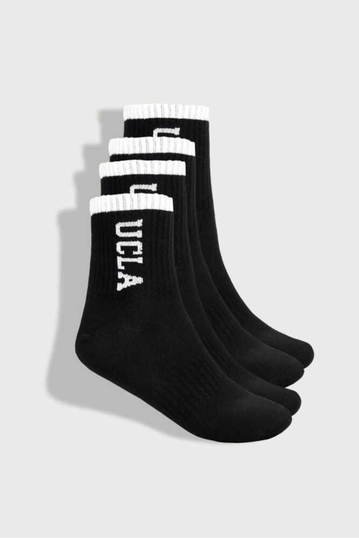 Ucla Julıo 2li Siyah Bilekte Jakarlı Unisex Çorap