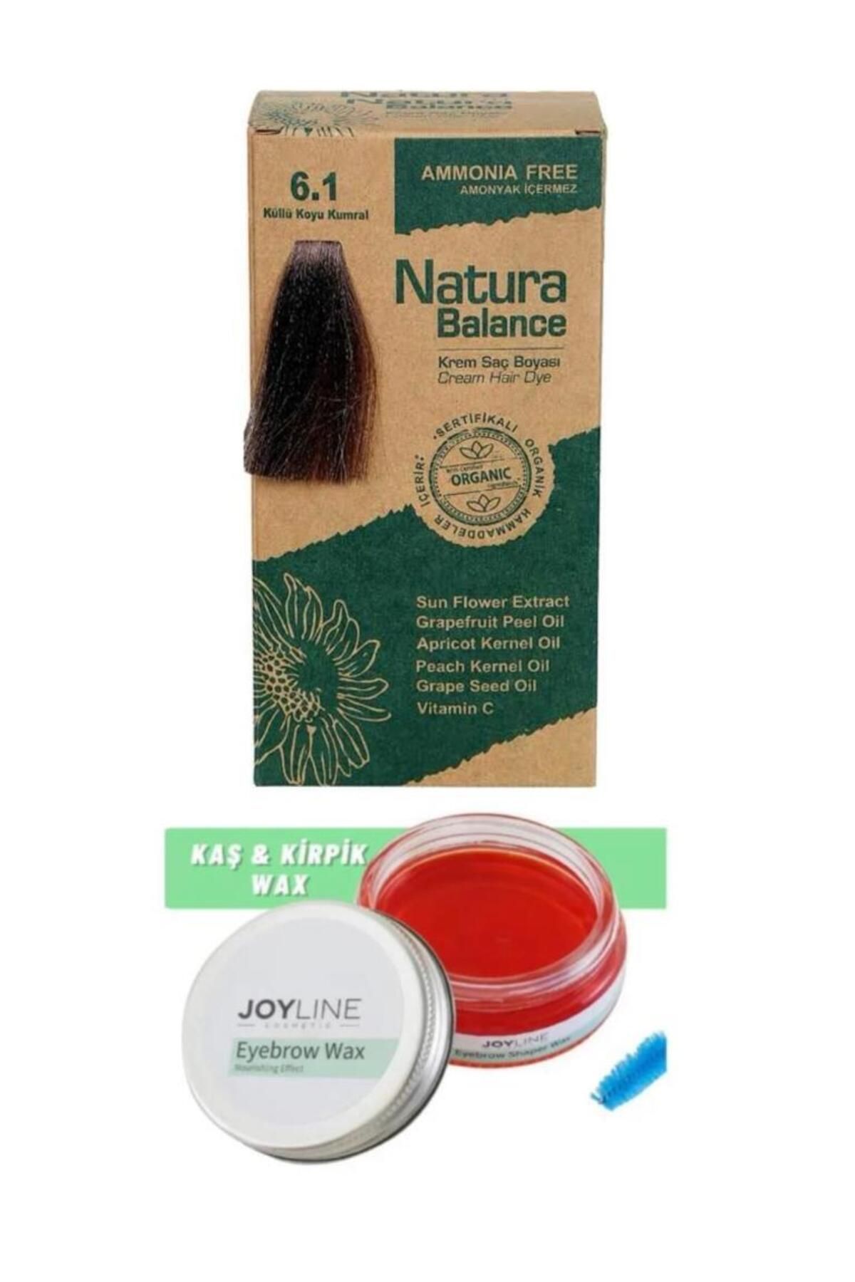 NATURABALANCE Balance Saç Boyası 6.1 Küllü Koyu Kumral+Joy line Kaş Şekillendirici Ve Sabitleyici Wax 50ml