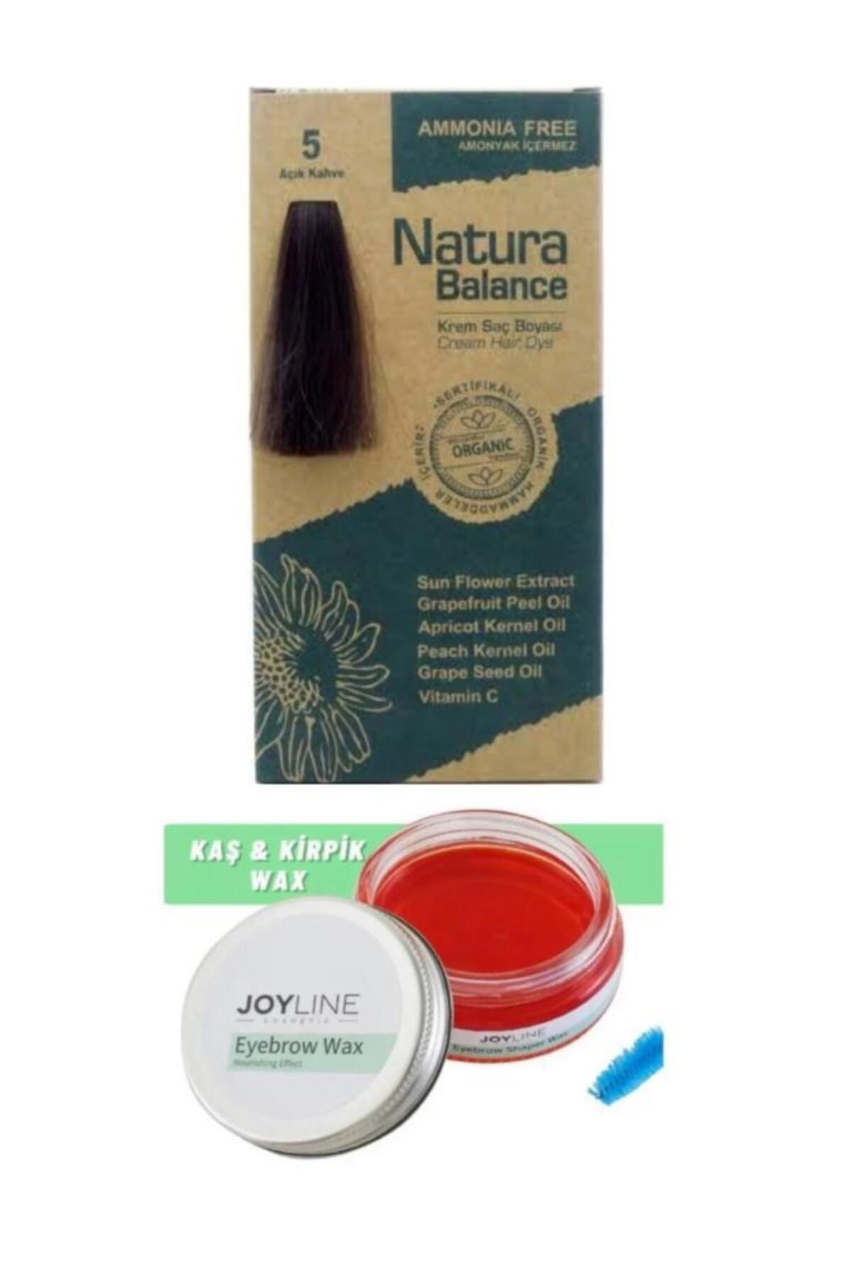 NATURABALANCE Balance Saç Boyası 5 Açık Kahve+Joy line Kaş Şekillendirici Ve Sabitleyici Wax 50ml
