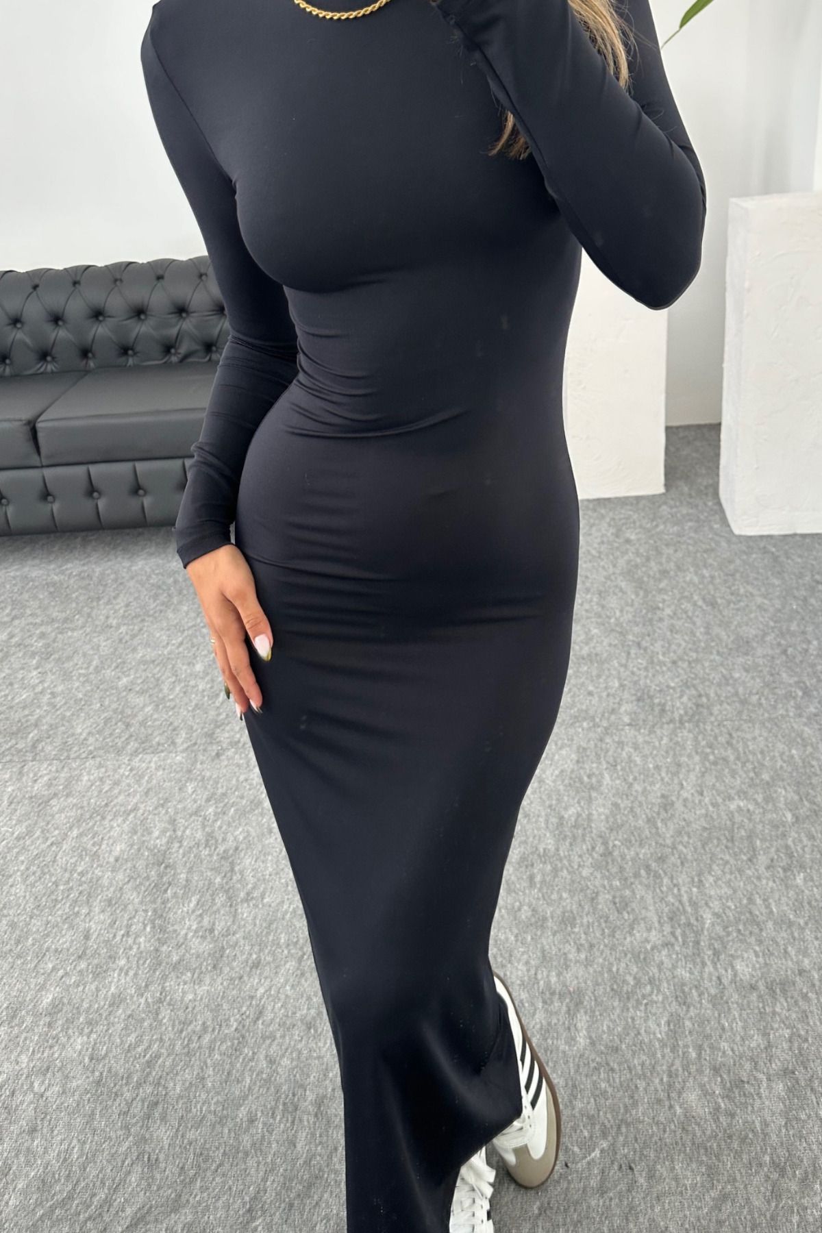 khar Kadın Siyah Hailey Uzun Kollu Maxi Elbise