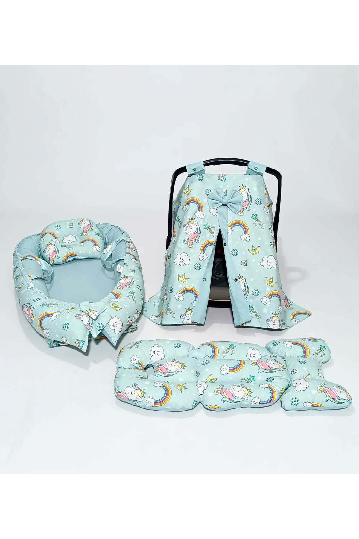 Yarence Babynest & Puset örtüsü & Puset Minderi 4 Parça Set