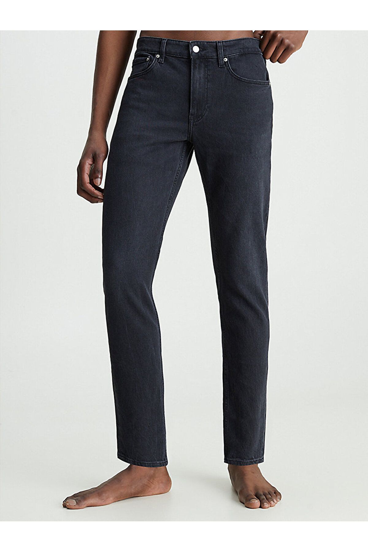 Calvin Klein Erkek Pamuklu Normal Bel 5 Cepli Düğmeli Siyah Jeans J30J323689-1BY