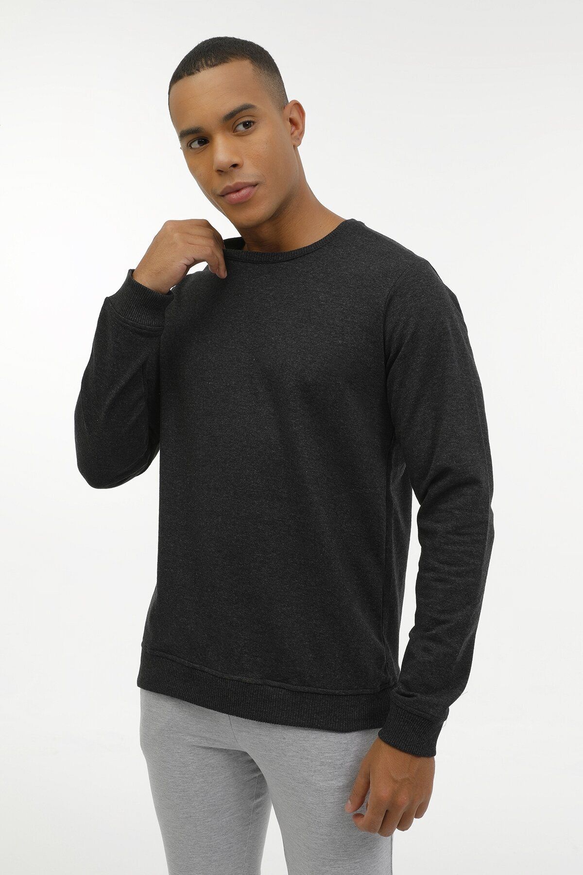 Kinetix BASIC SWEATSHIRT 3PR ANTRASIT MELANJ Erkek Sweatshirt