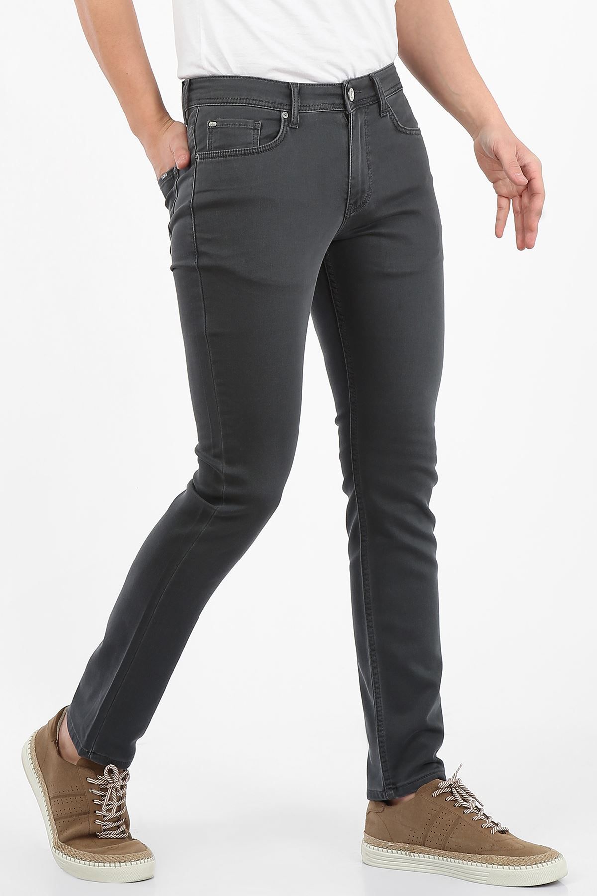LTC Jeans Antrasit Yumaşak Doku Yarı Slim Fermuarlı Erkek Jeans Pantolon-sawyer