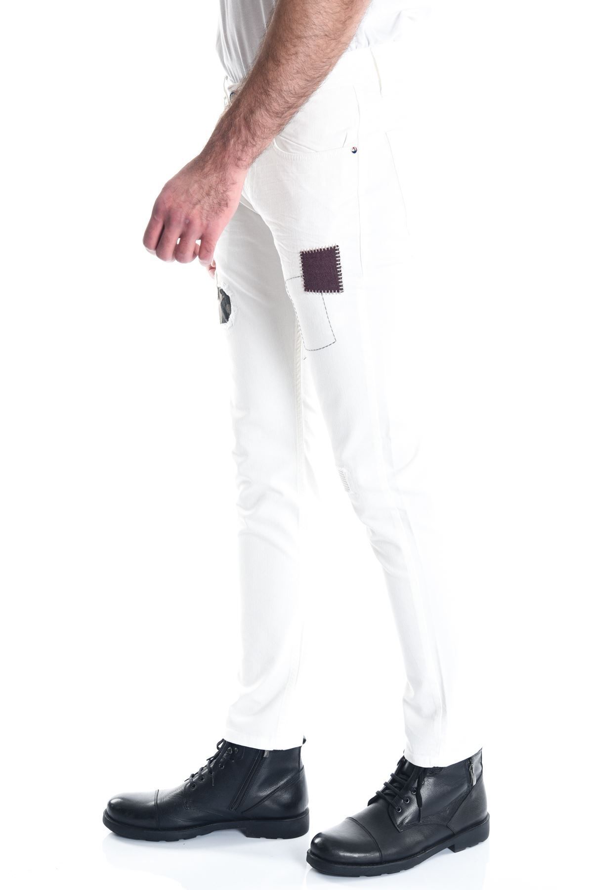 LTC Jeans Beyaz Kamuflaj Detay Slimfit Erkek Pantolon