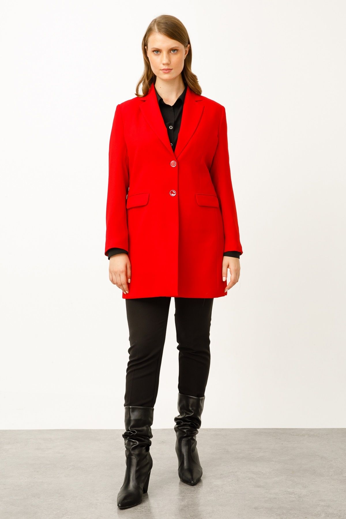 Moda İlgi Modailgi Mono Yaka Ceket Kırmızı