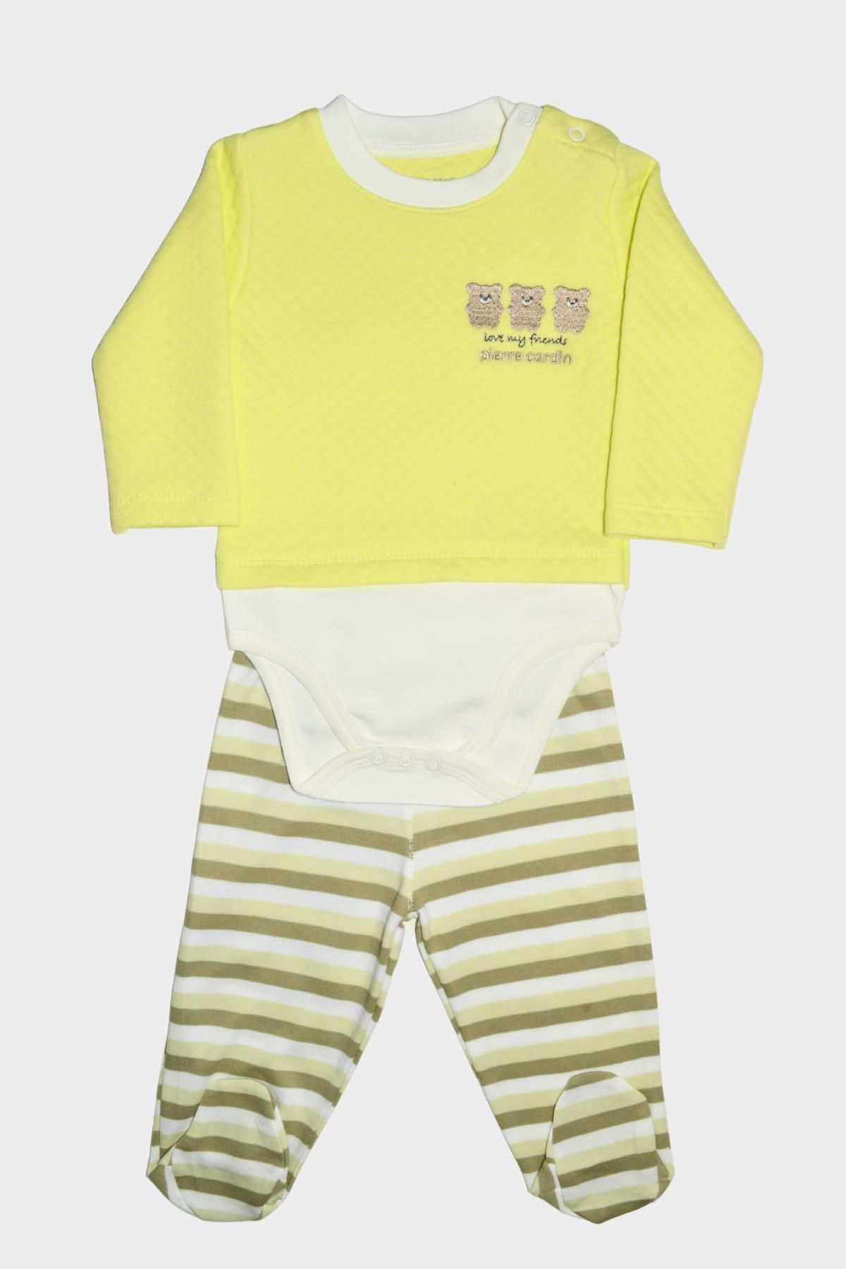 Pierre Cardin Pamuklu Ayıcık Desenli Body Bebek Alt-Üst Takım 305003