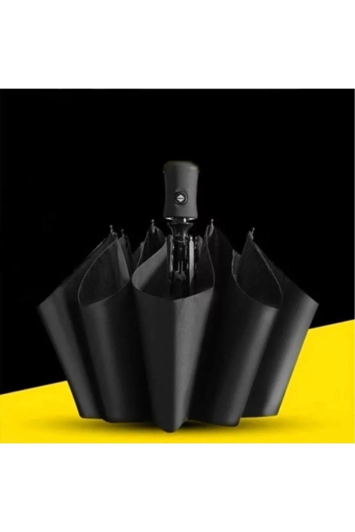 Nilu Moda Dekoratif Şık Tasarımlı Hafif Yer Kaplamaz Şemsiye Siyah Tam Otomatik 8 Telli Kırılmaz Şemsiye