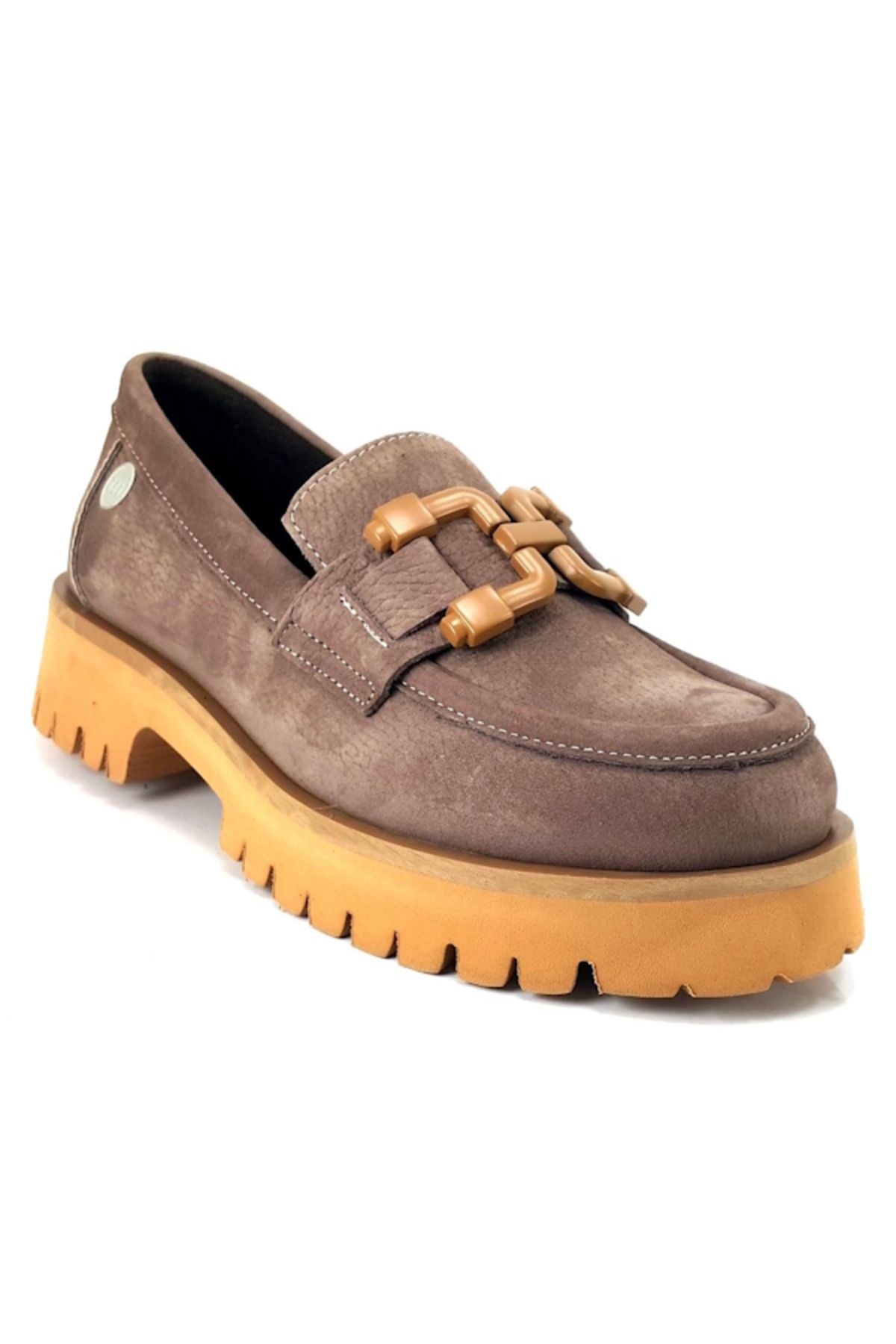 Mammamia D24KA-6185 Vizon Nubuk Deri Kadın Loafer Ayakkabı
