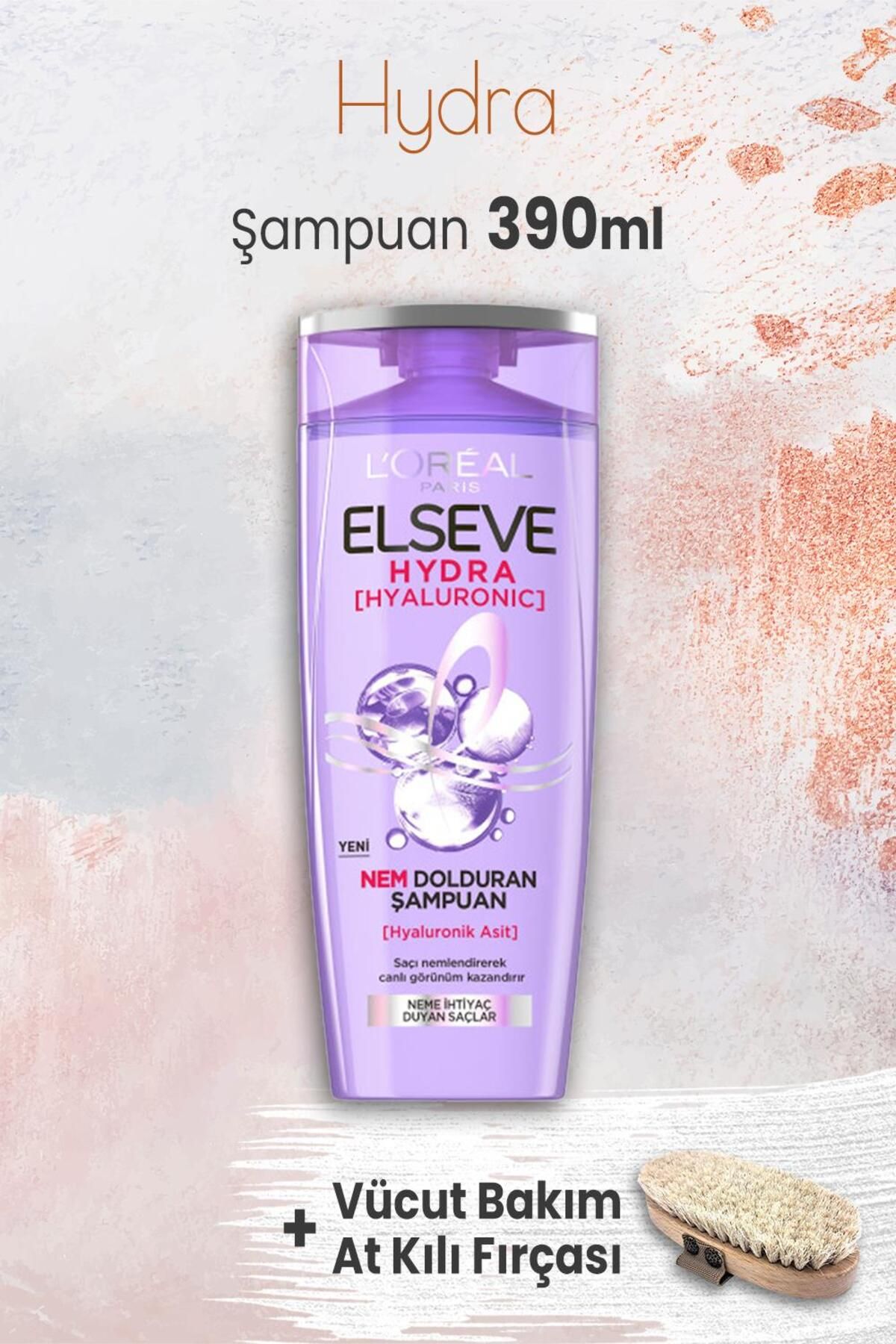 Elseve Hydra Hyaluronik Şampuan 390 ml Ve Vücut Bakımı At Kılı Fırçası
