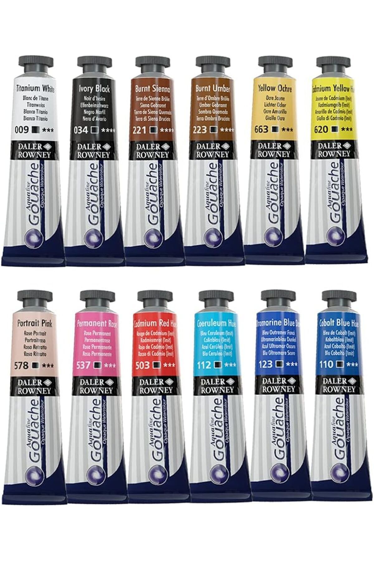 Daler Rowney Aquafine Guaj Boya Tüp 15ml 10'lu Set Ana Renler Basic Set