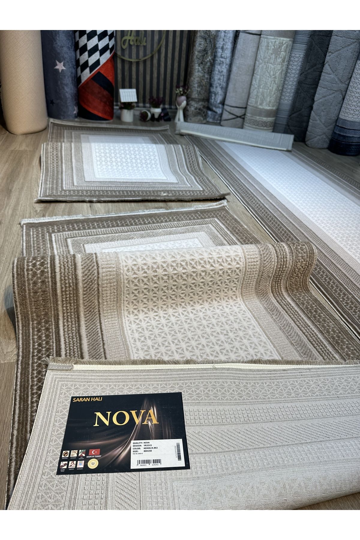 Nova triko akrilik üçlü yatak odası takımı kahverengi