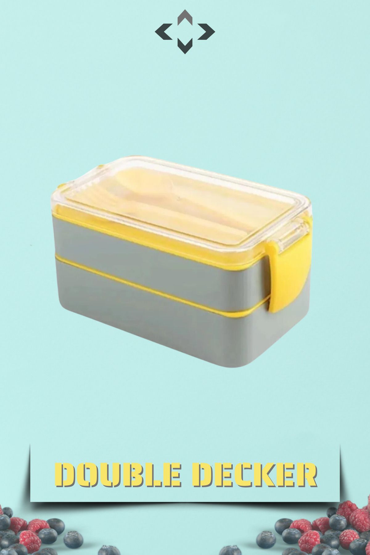 LİGROUND Double Decker Iki Katlı Gri Beslenme Kabı - Saklama Kabı ( Plastik Çatal Kaşık Dahil)