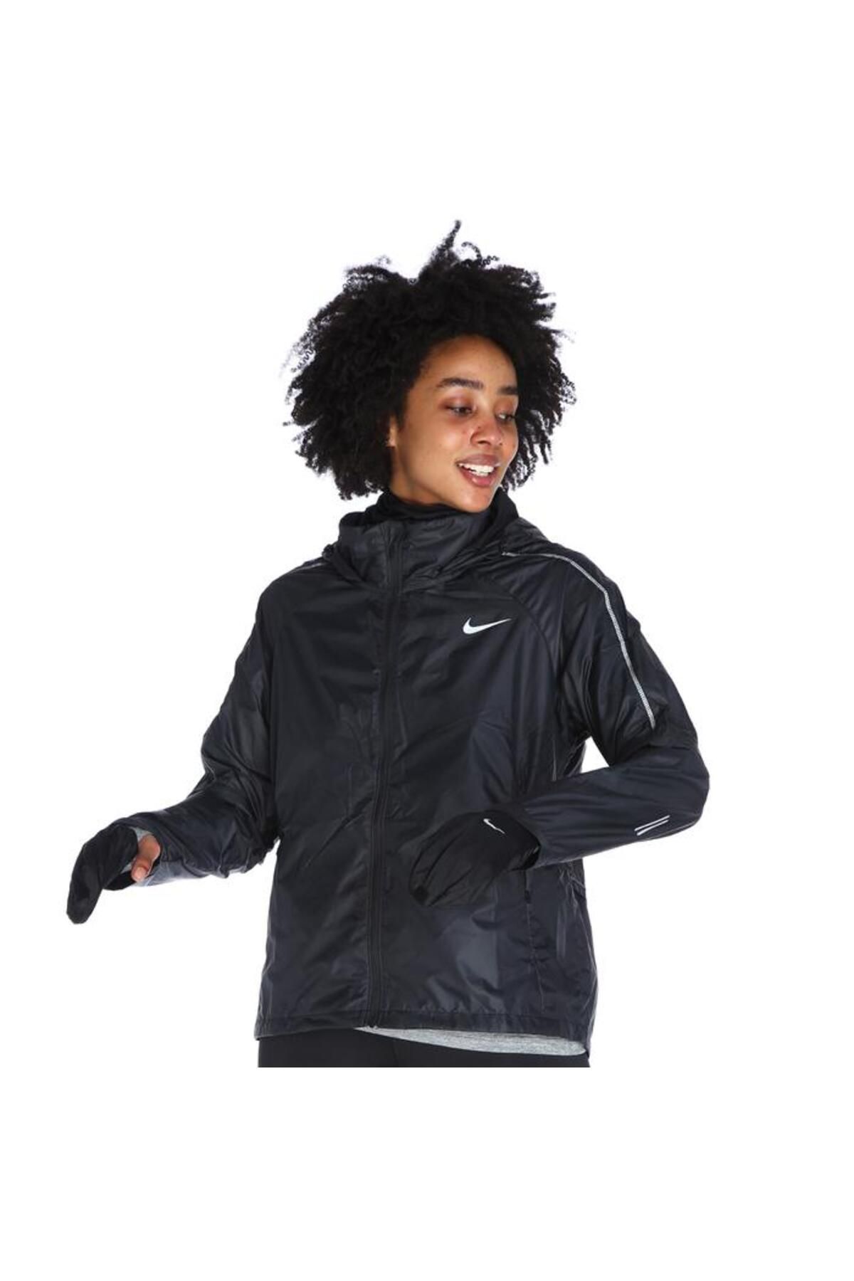 Nike Shield Full-Zip Hoodie Kadın Siyah Koşu Ceket CU3385-010