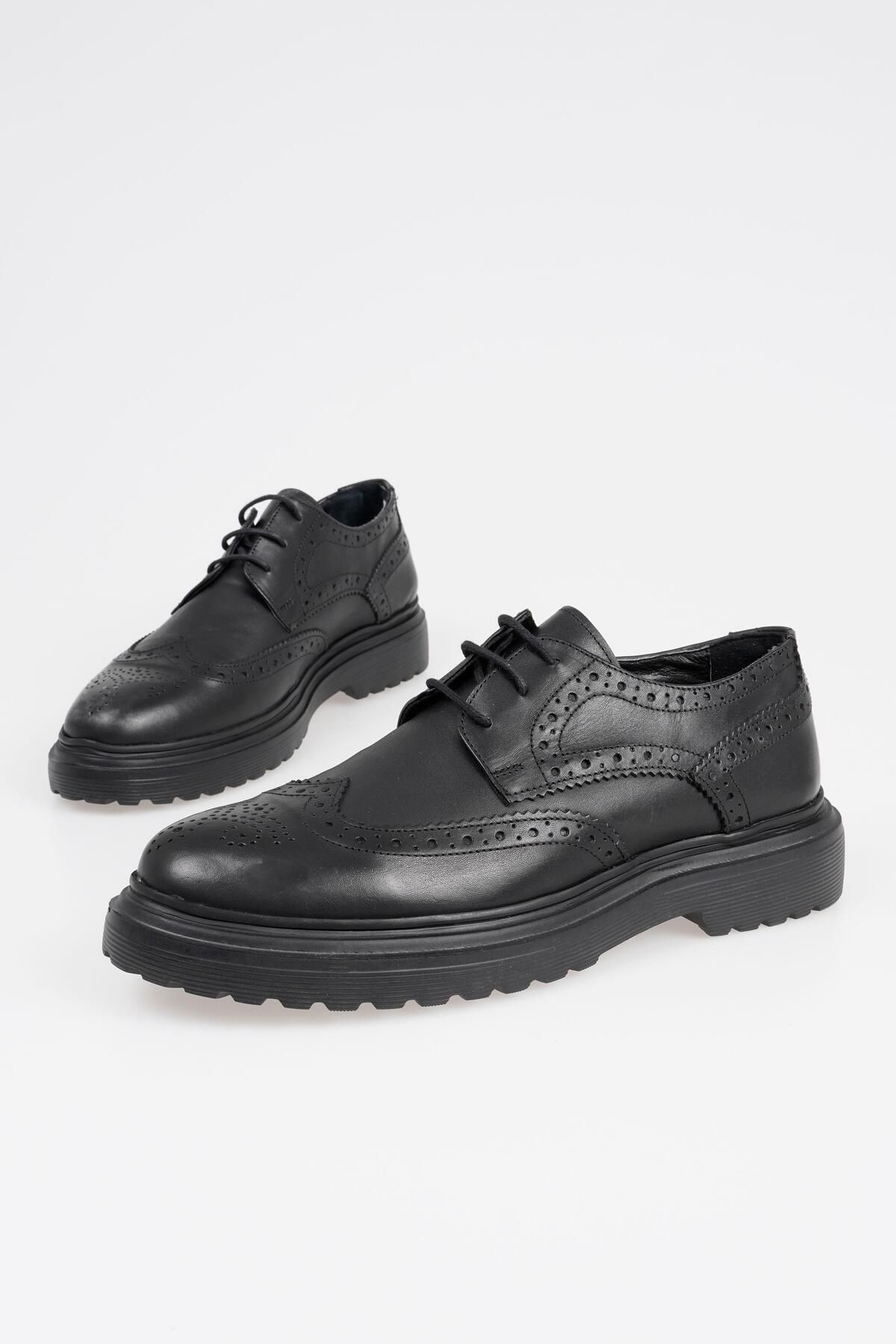 CZ London Hakiki Deri Erkek Desenli Bağcıklı Klasik Ayakkabı Rahat Taban