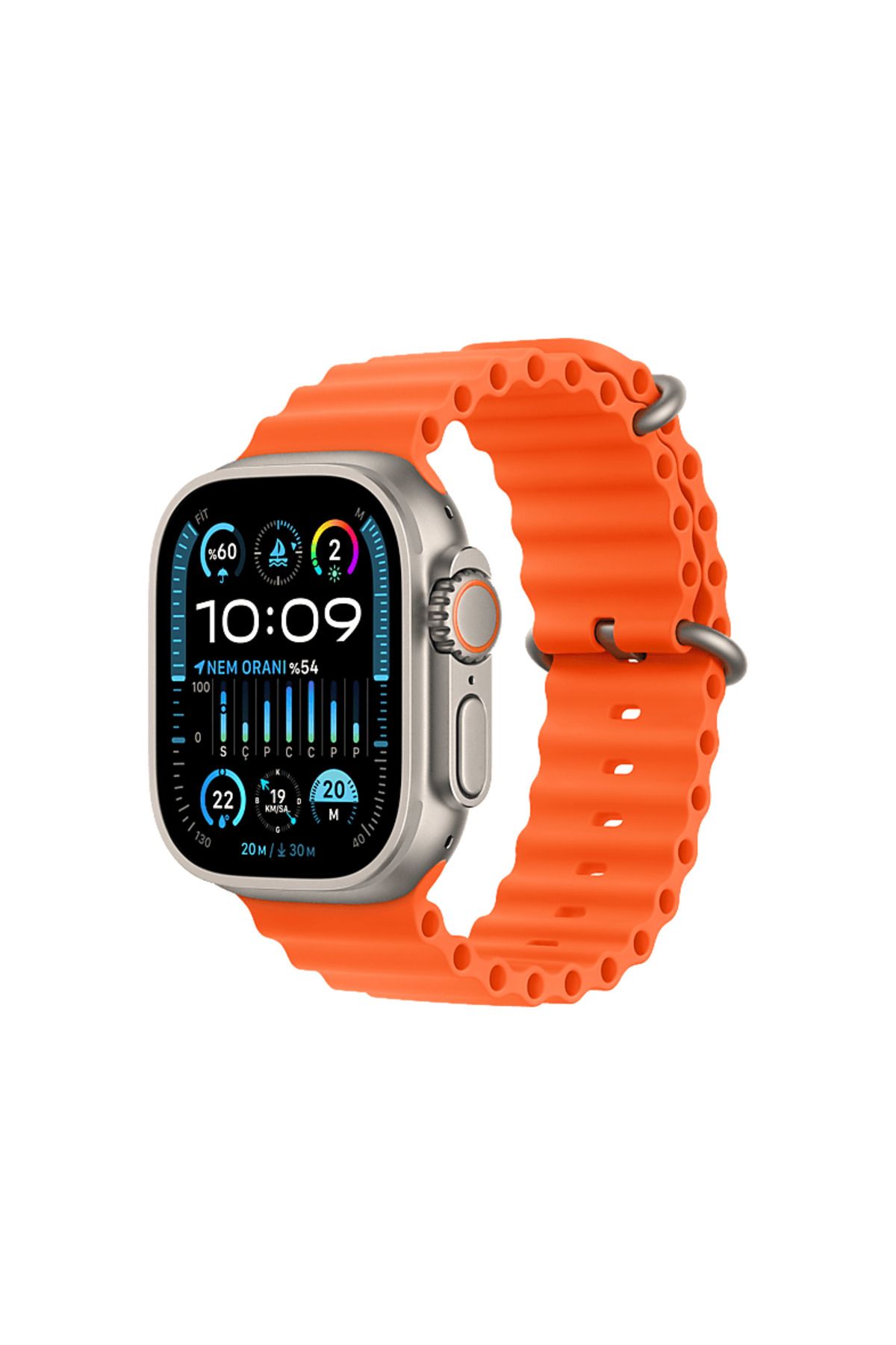 Apple Watch Ultra 2 GPS + Cellular MREH3TU/A 49 mm Uyumlu Titanyum Kasa ve Turuncu Ocean Kordon