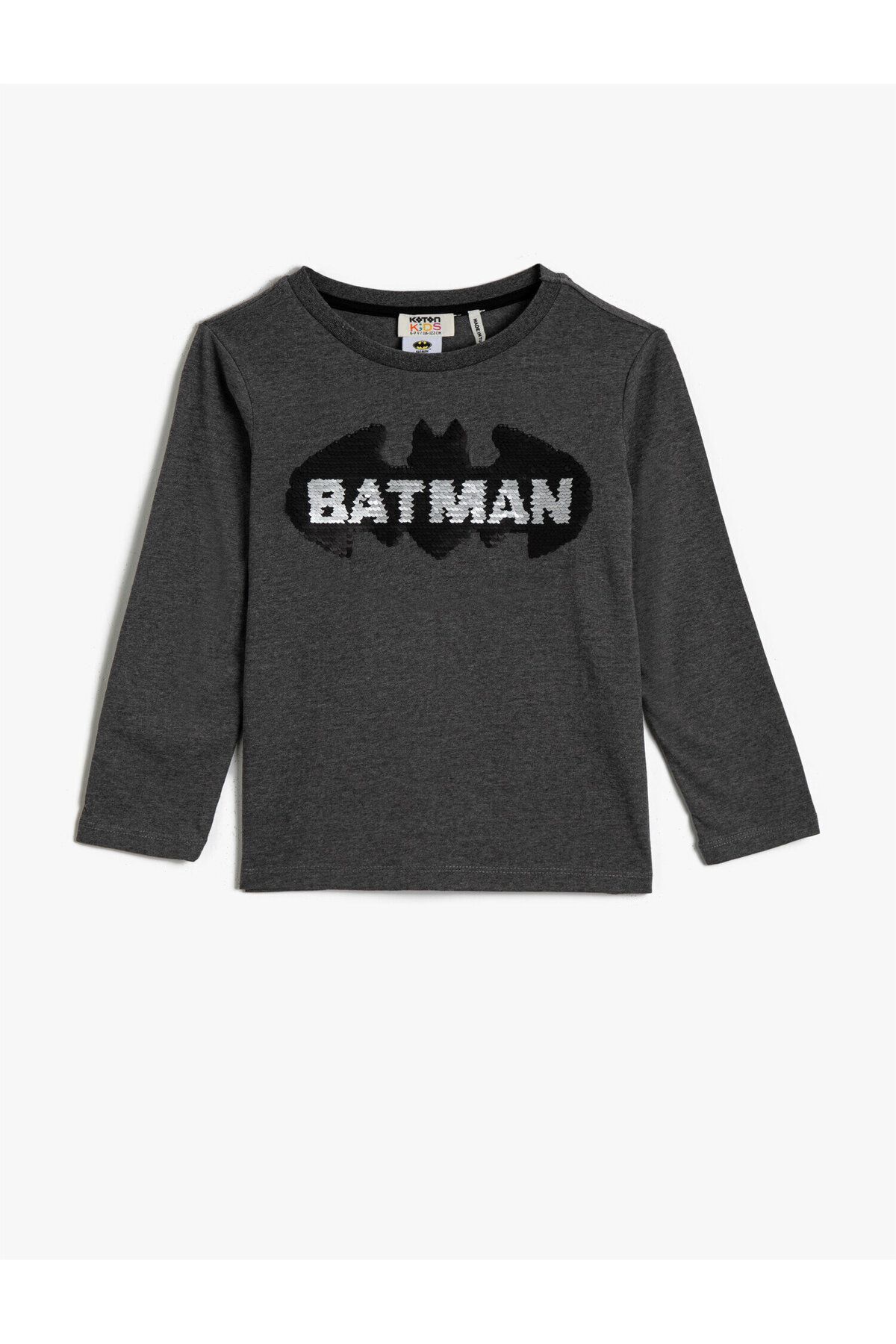 Koton Batman Lisanslı Tişört Pamuklu Uzun Kollu